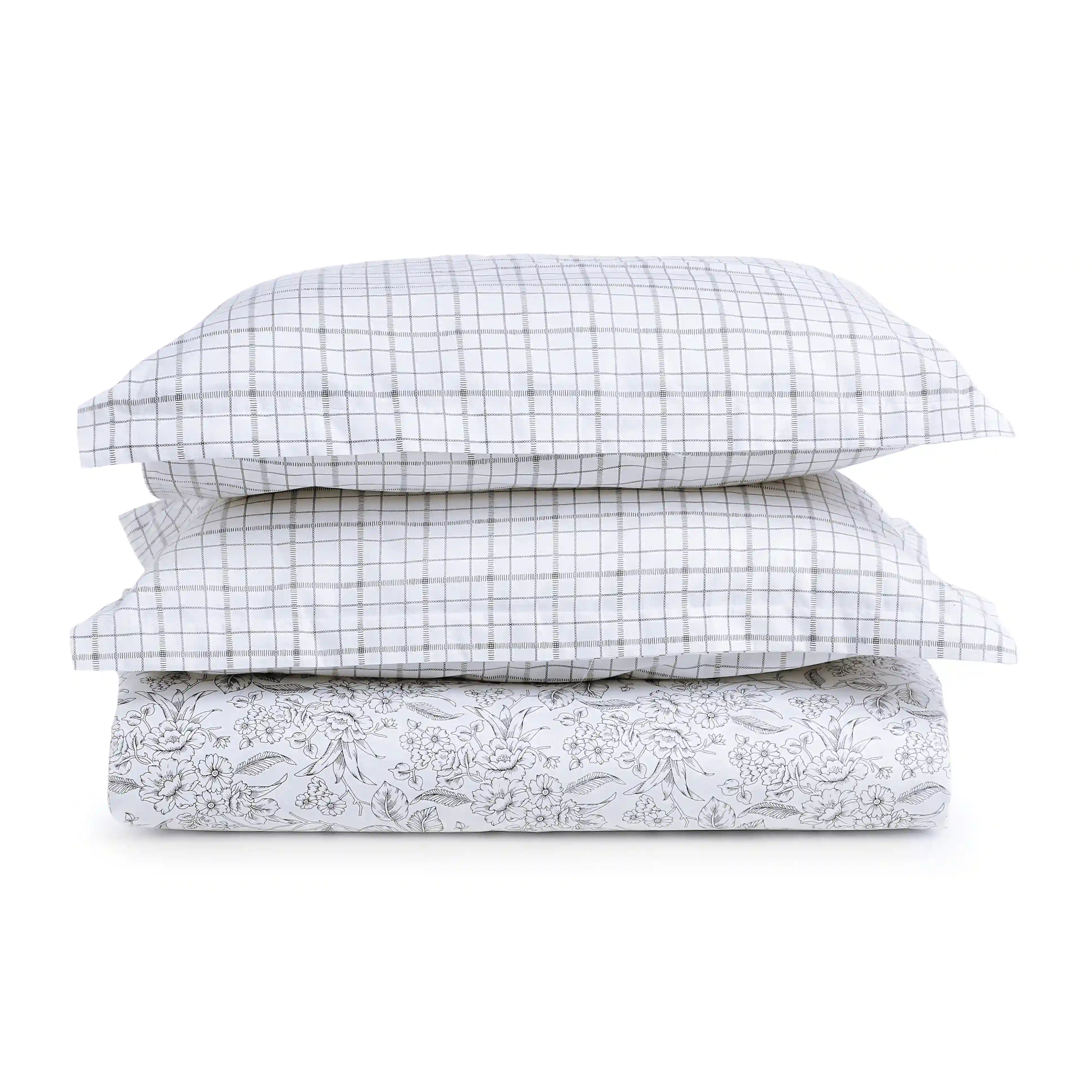 Mishella Printed Charcoal Bloom Fitted Sheet Set Charcoal Bloom / Queen