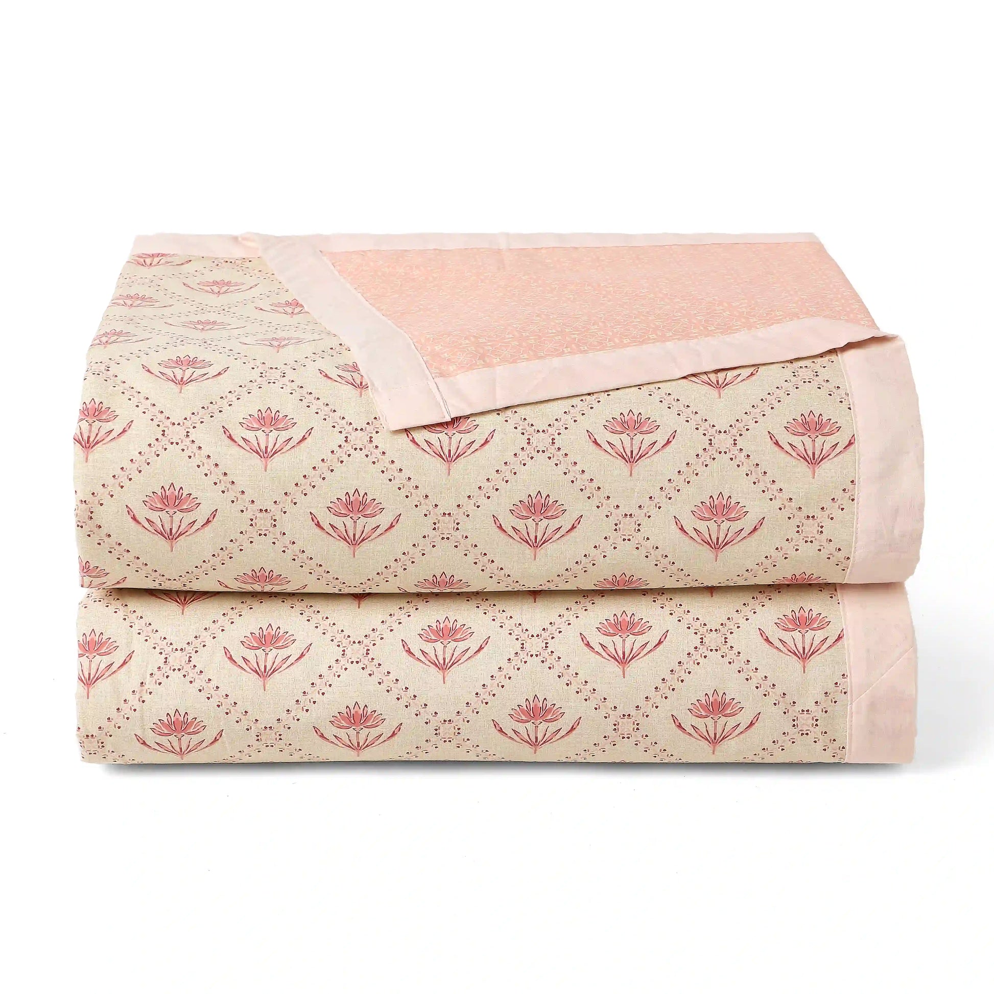 Chippa Lane | Contemporary Indian Print Design Coordinated Bedding Set | Set of Bedsheet & Dohars-Red Red / Double