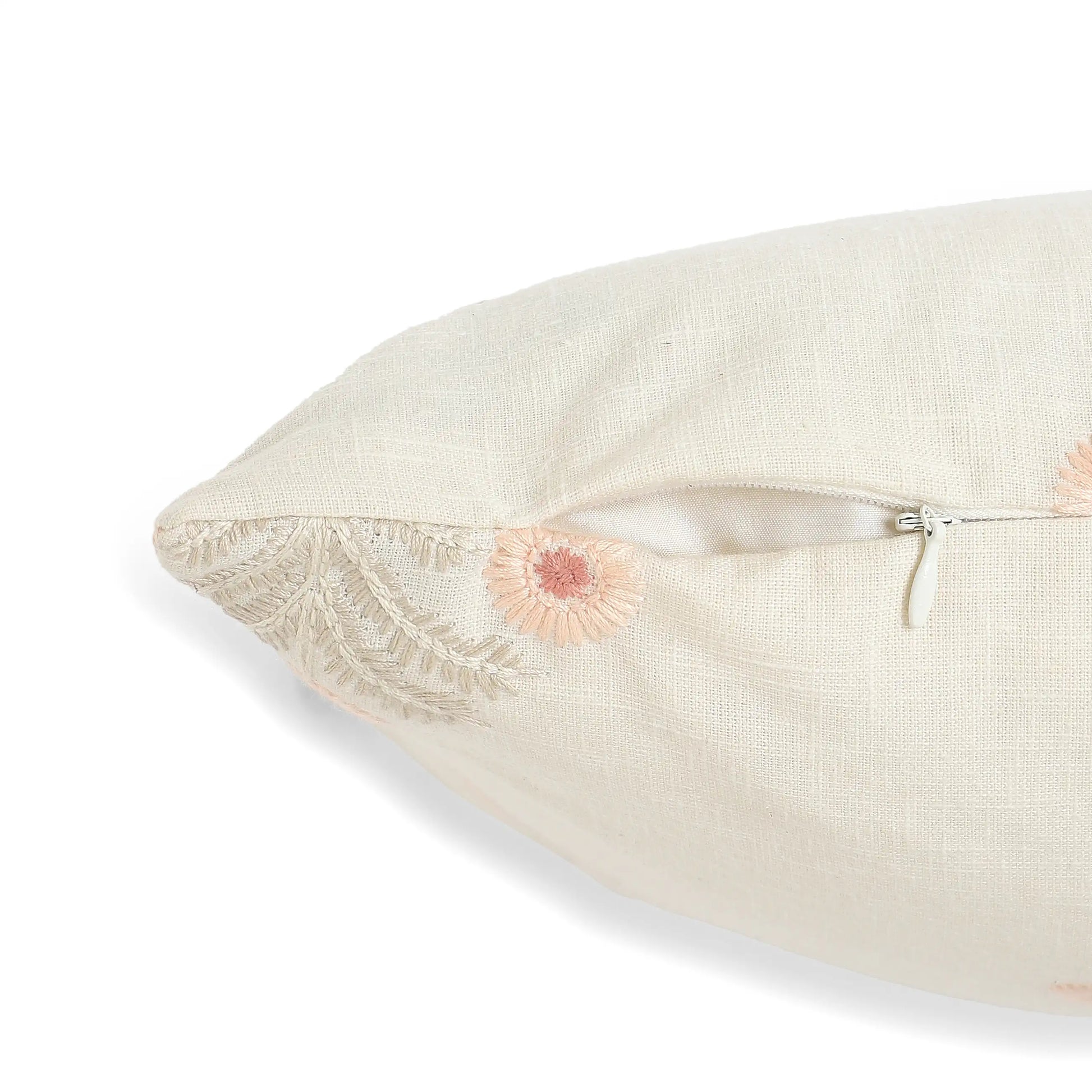 Vissencia Embroidered Cushion Cover | Threaded Bloom Light Pink / Cushion Cover (51cm x 51cm)
