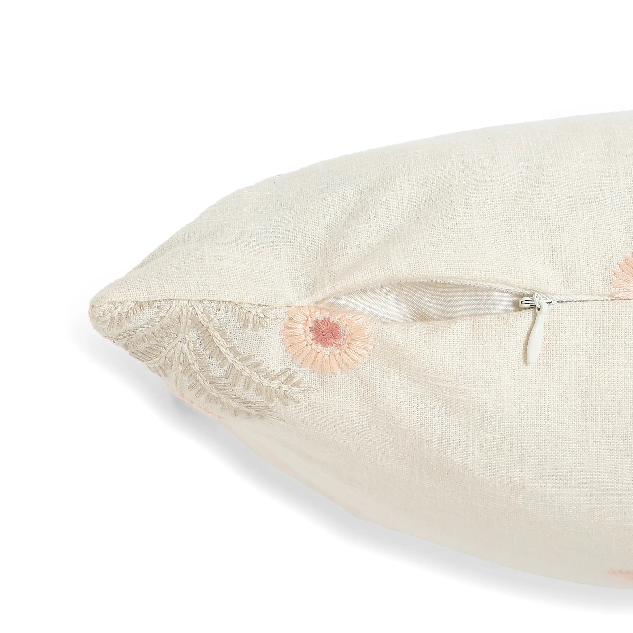 Vissencia Embroidered Cushion Cover | Threaded Bloom Light Pink / Cushion Cover (51cm x 51cm)