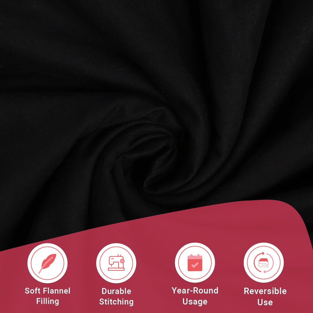 Paleto | Everyday Hues Cotton Solid Dyed Dohar with Super Soft Flannel Layering-Black