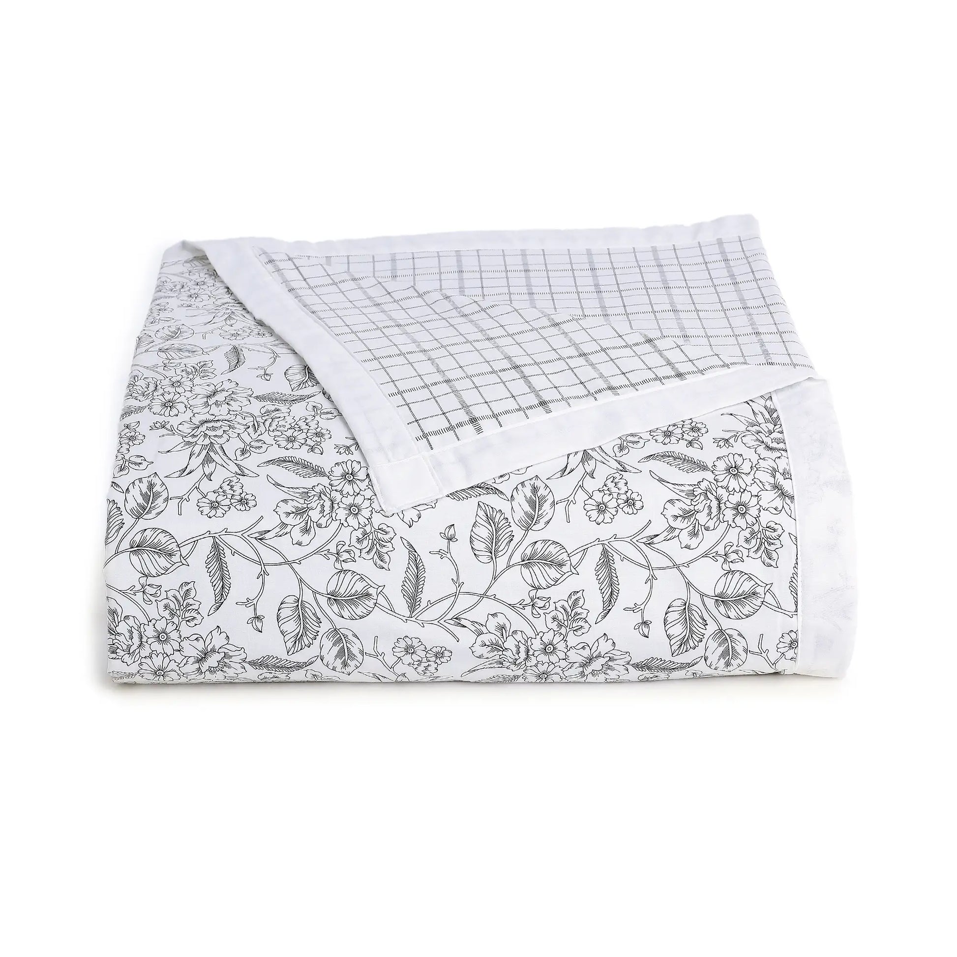 Mishella Printed Charcoal Bloom Bedding Set-1 (Dbl Bedsheet + Dbl Dohar) Charcoal Bloom / Double