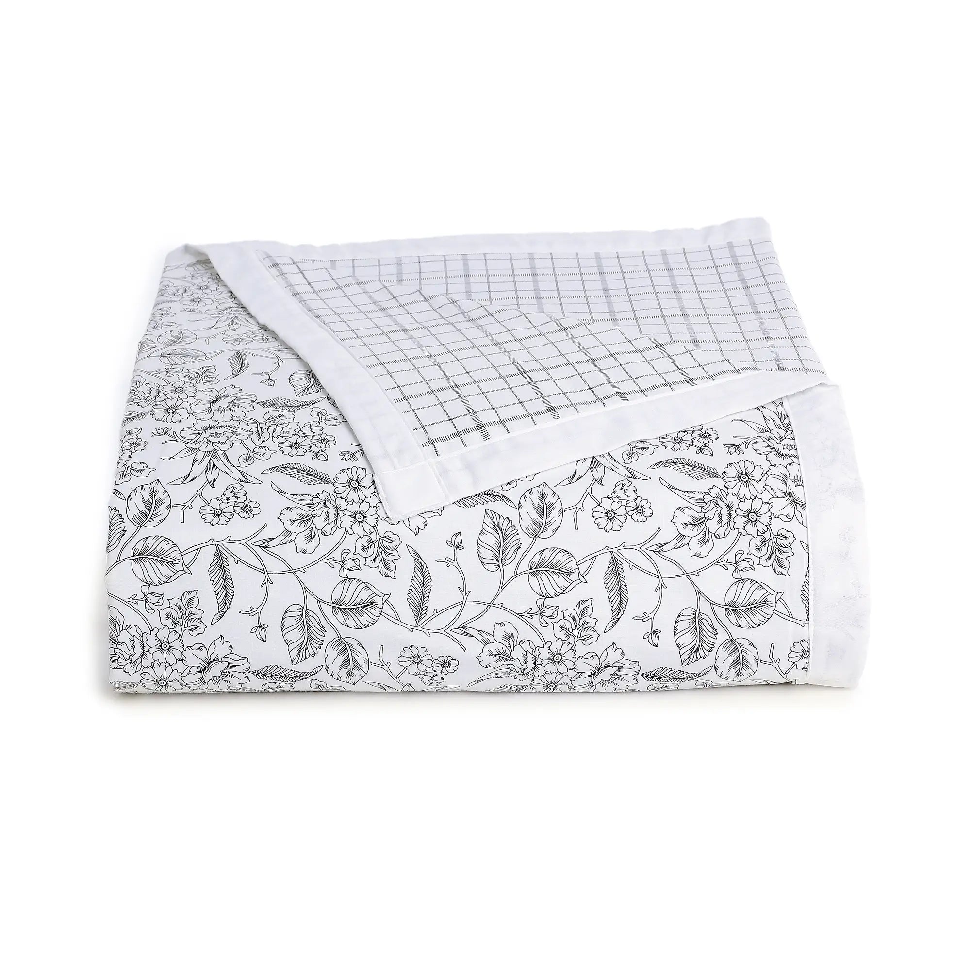 Mishella Printed Charcoal Bloom Bedding Set-1 (Dbl Bedsheet + Dbl Dohar) Charcoal Bloom / Double