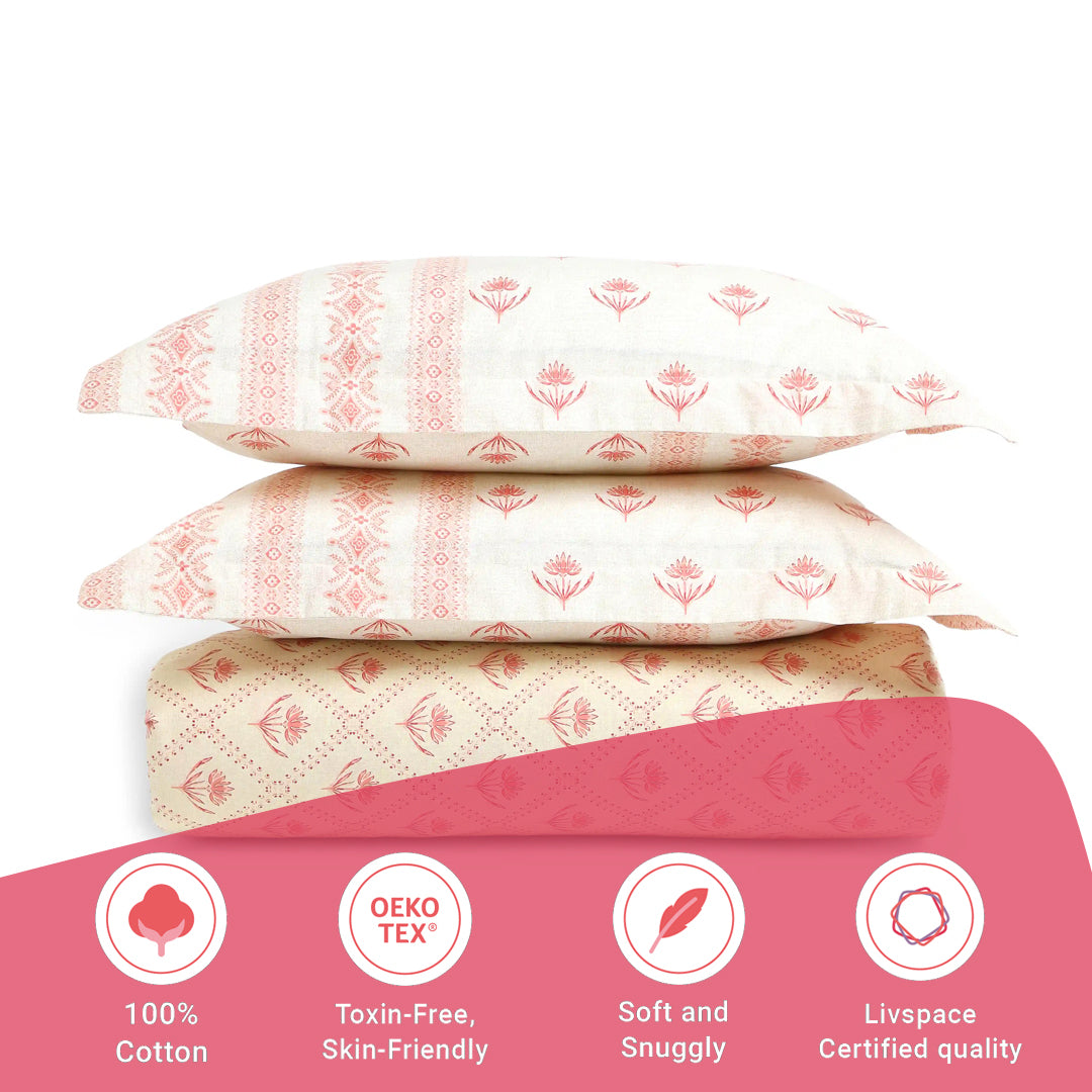 Chippa Lane | Contemporary Indian Print Design Cotton Fitted Sheet Set-Red