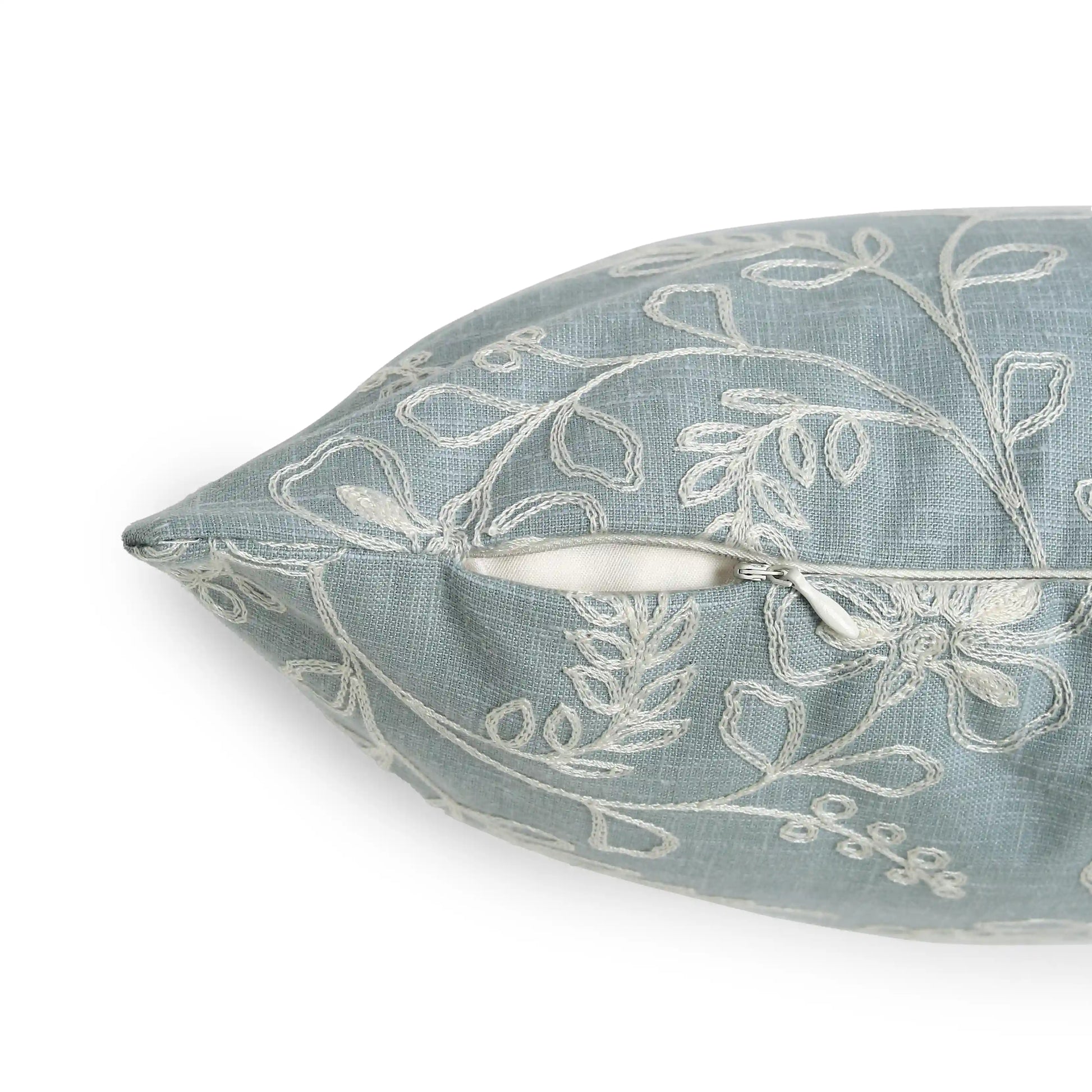 Vissencia Embroidered Cushion Cover | Floral Threads Light Blue / Cushion Cover (41cm x 41cm)