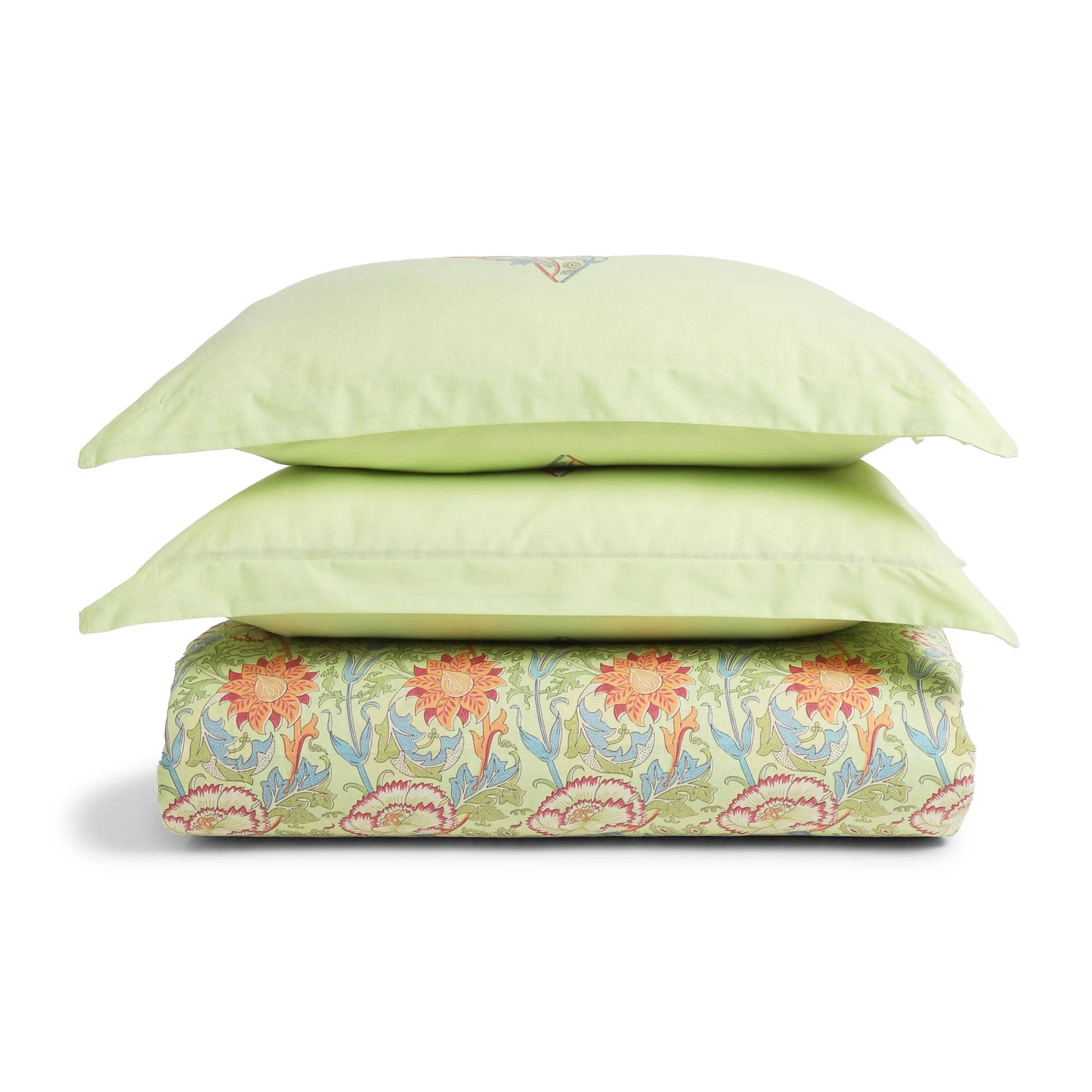 Chippa Lane | Contemporary Indian Print Design Cotton Fitted Sheet Set-Green Green / King