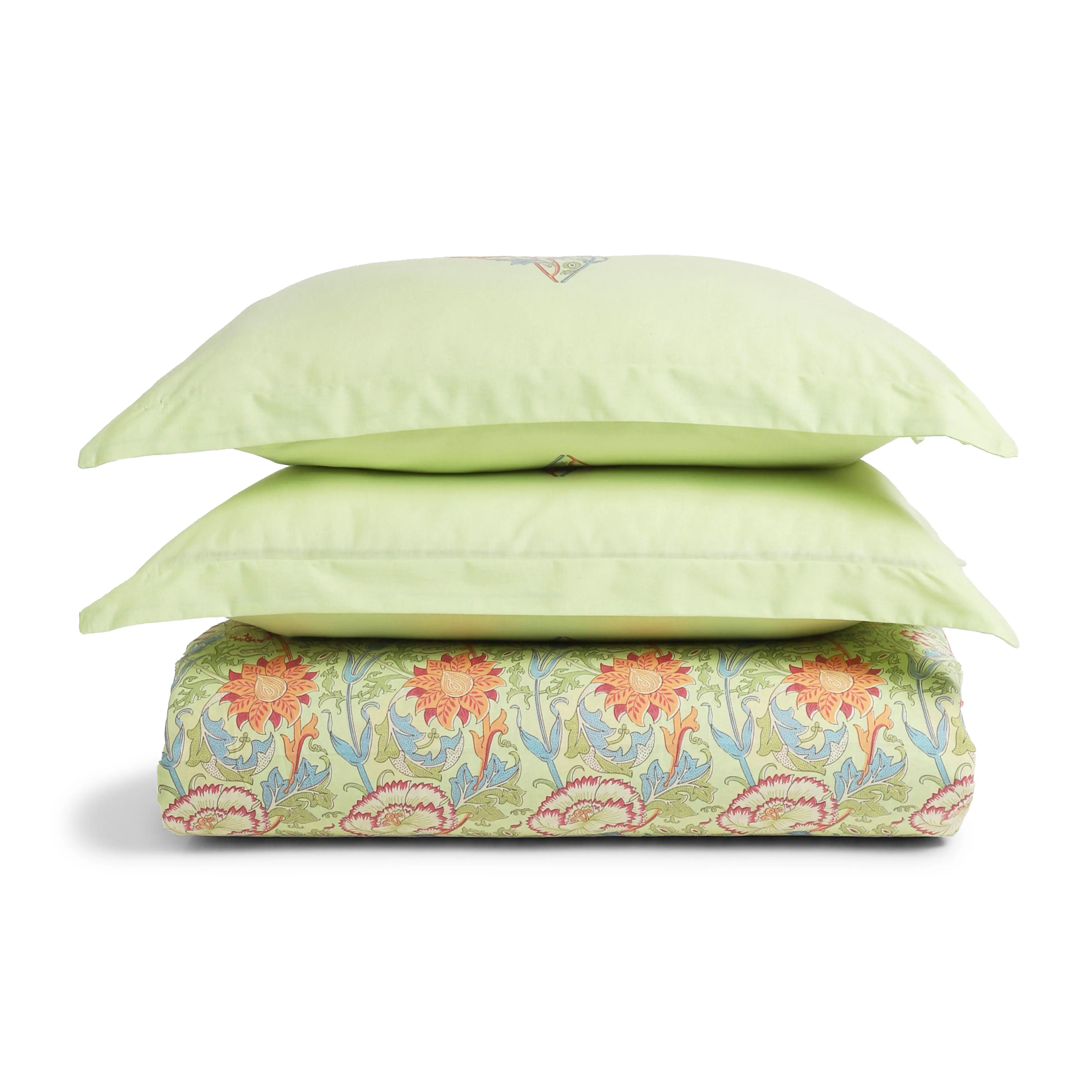 Chippa Lane | Contemporary Indian Print Design Cotton Fitted Sheet Set-Green Green / King