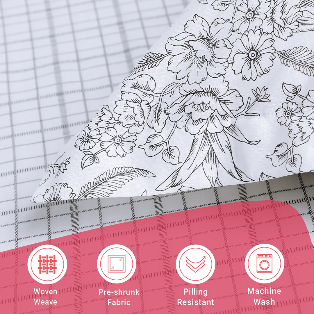 Mishella | Mix & Match Printed Cotton Bedsheet Set - Charcoal Checks