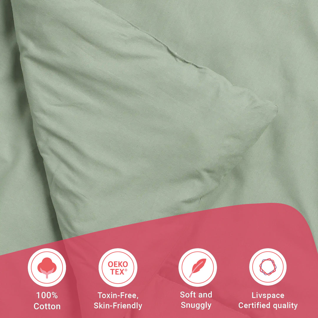 Paleto | Everyday Hues Cotton Solid Dyed 240GSM Comforter for Extra Warmth-Green Sage