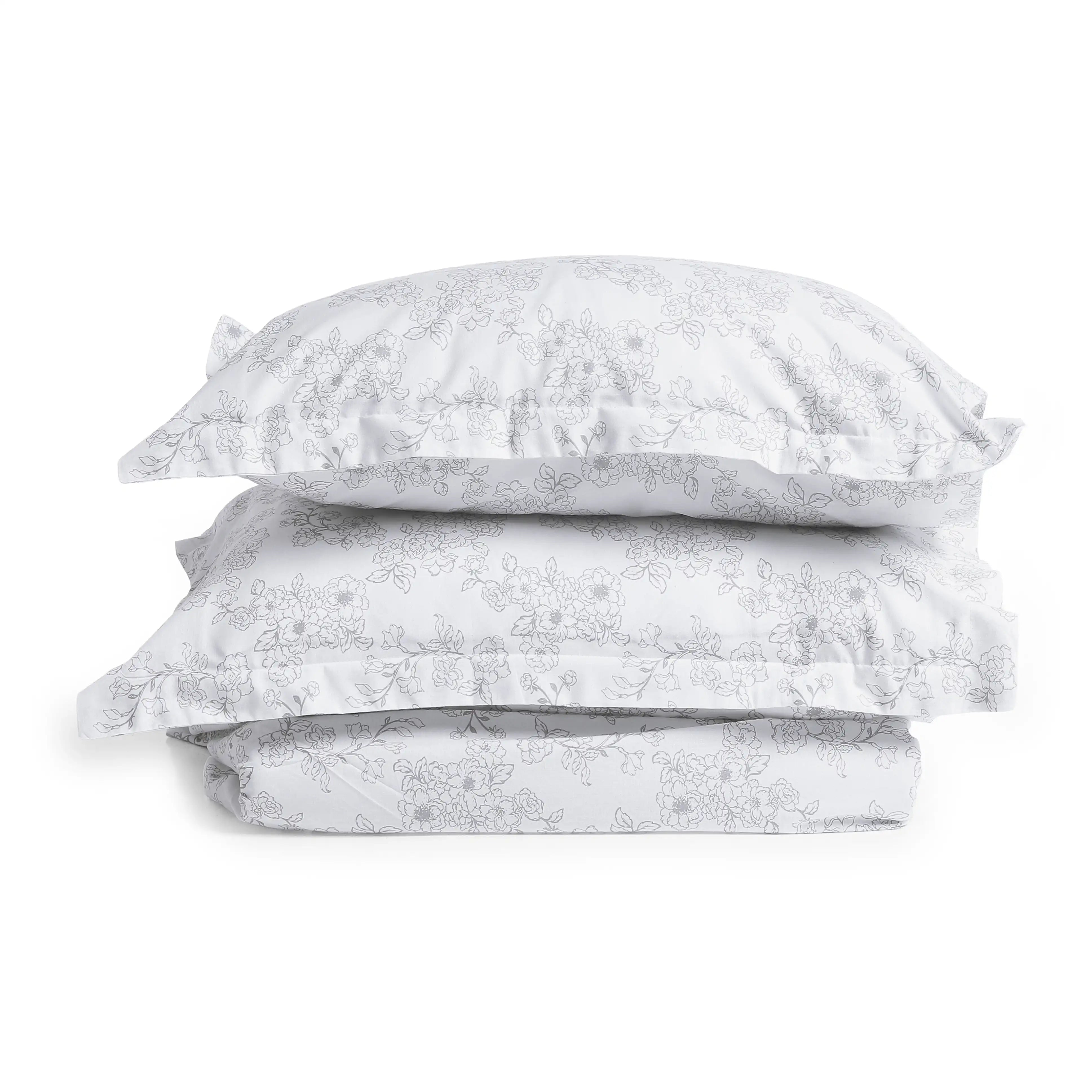 Bloomshire Classic | Everyday Charm Printed Cotton Fitted Sheet Set-Grey Grey / Queen