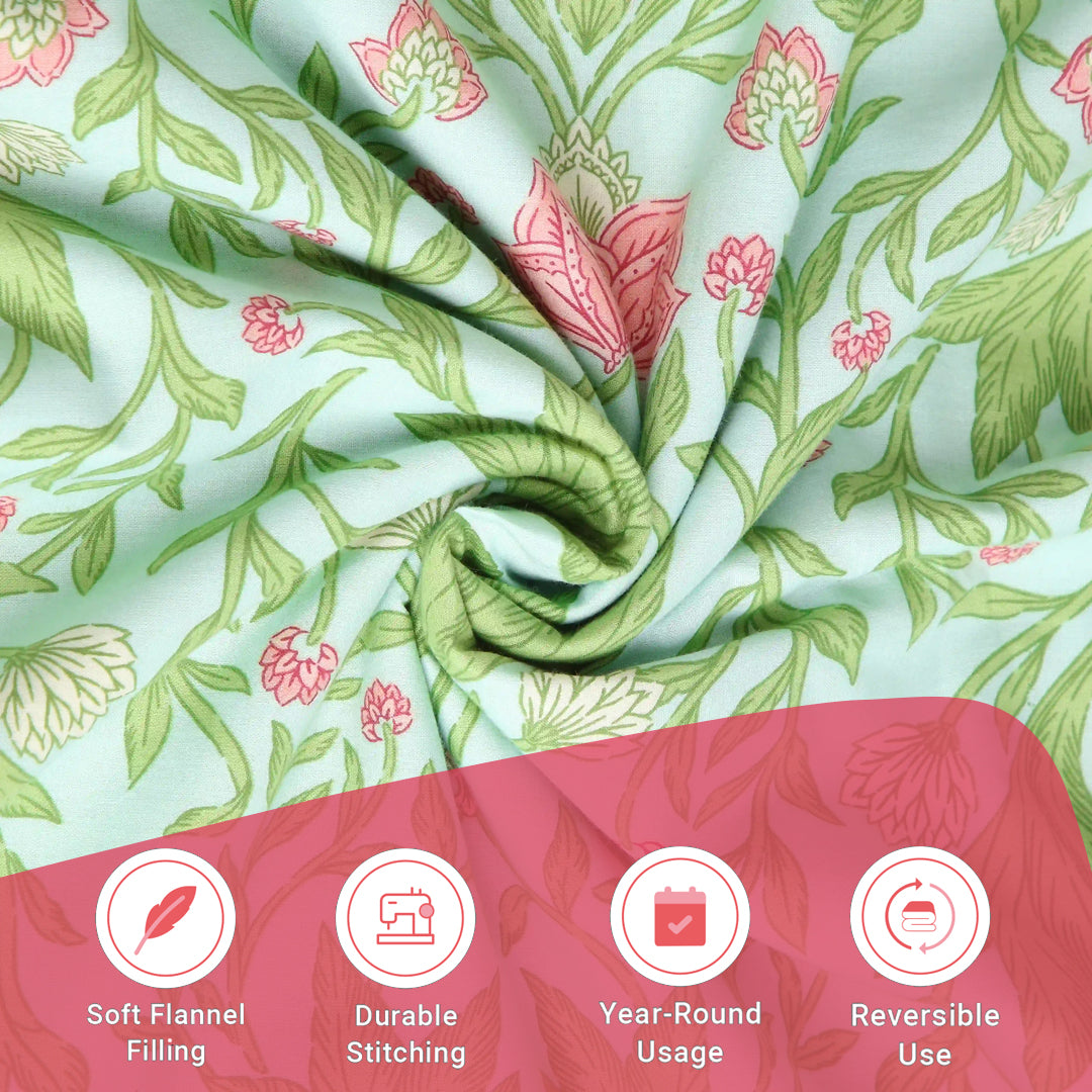 Chippa Lane | Contemporary Indian Print Design Reversible Dohar with Super Soft Flannel Layering-Sage Mint