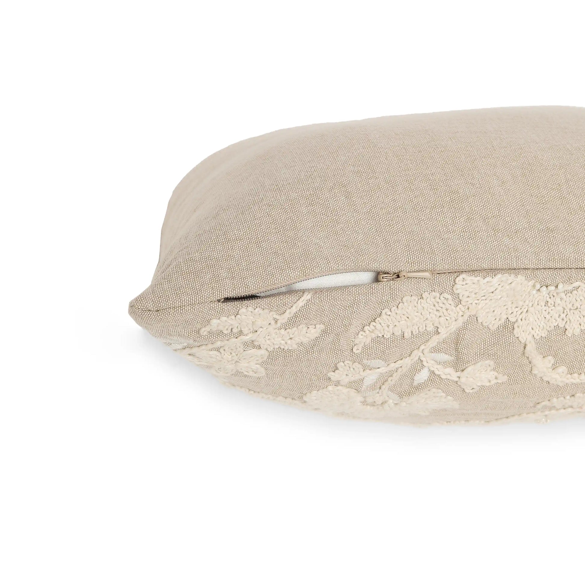 Espricia Embroidered Cushion Cover | Floral Mirage Desert Beige / Cushion Cover (51cm x 51cm)