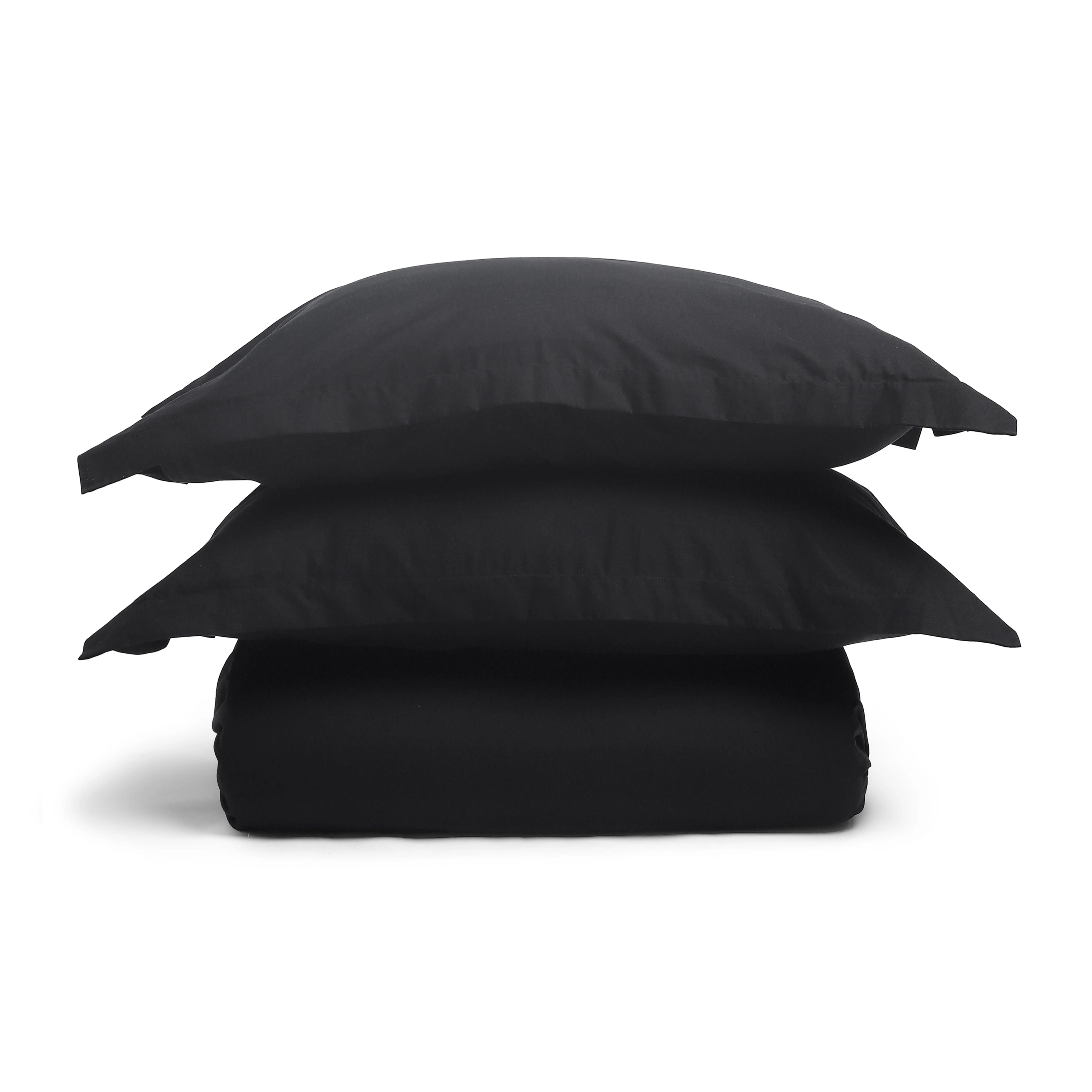 Paleto | Everyday Hues Solid Dyed Cotton Fitted Sheet Set-Black Black / King
