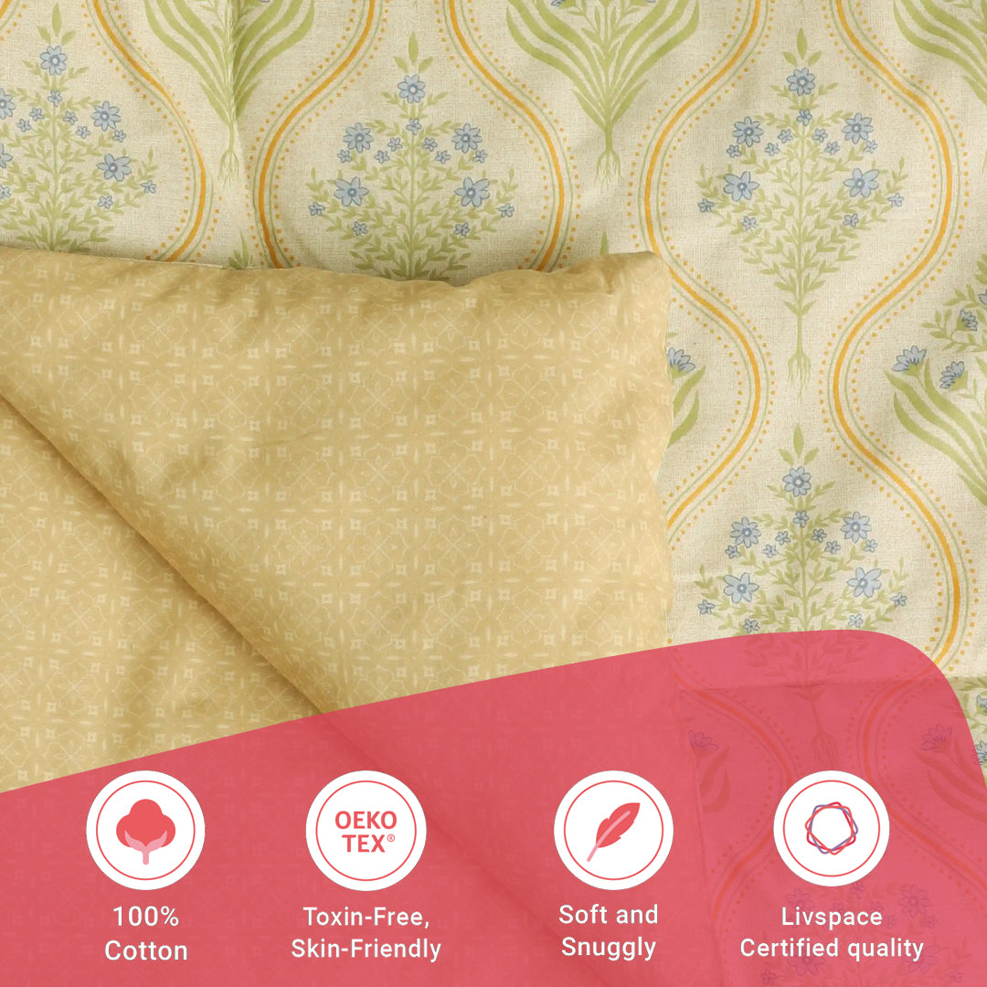 Chippa Lane | Contemporary Indian Print Design 240GSM Reversible Comforter for Extra Warmth-Mustard