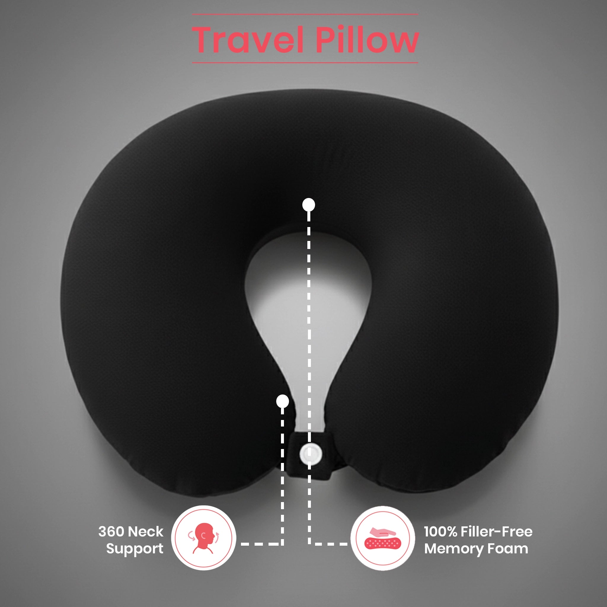 Wanderlust | Travel Neck Pillow | Black Black
