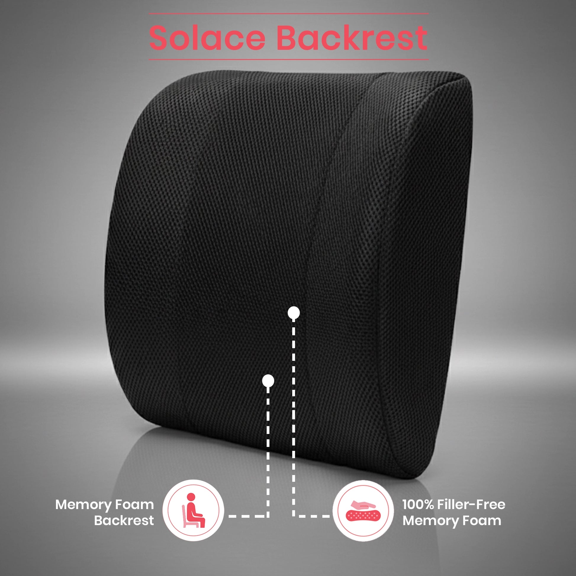 Solace | Memory Foam Backrest Pillow Black