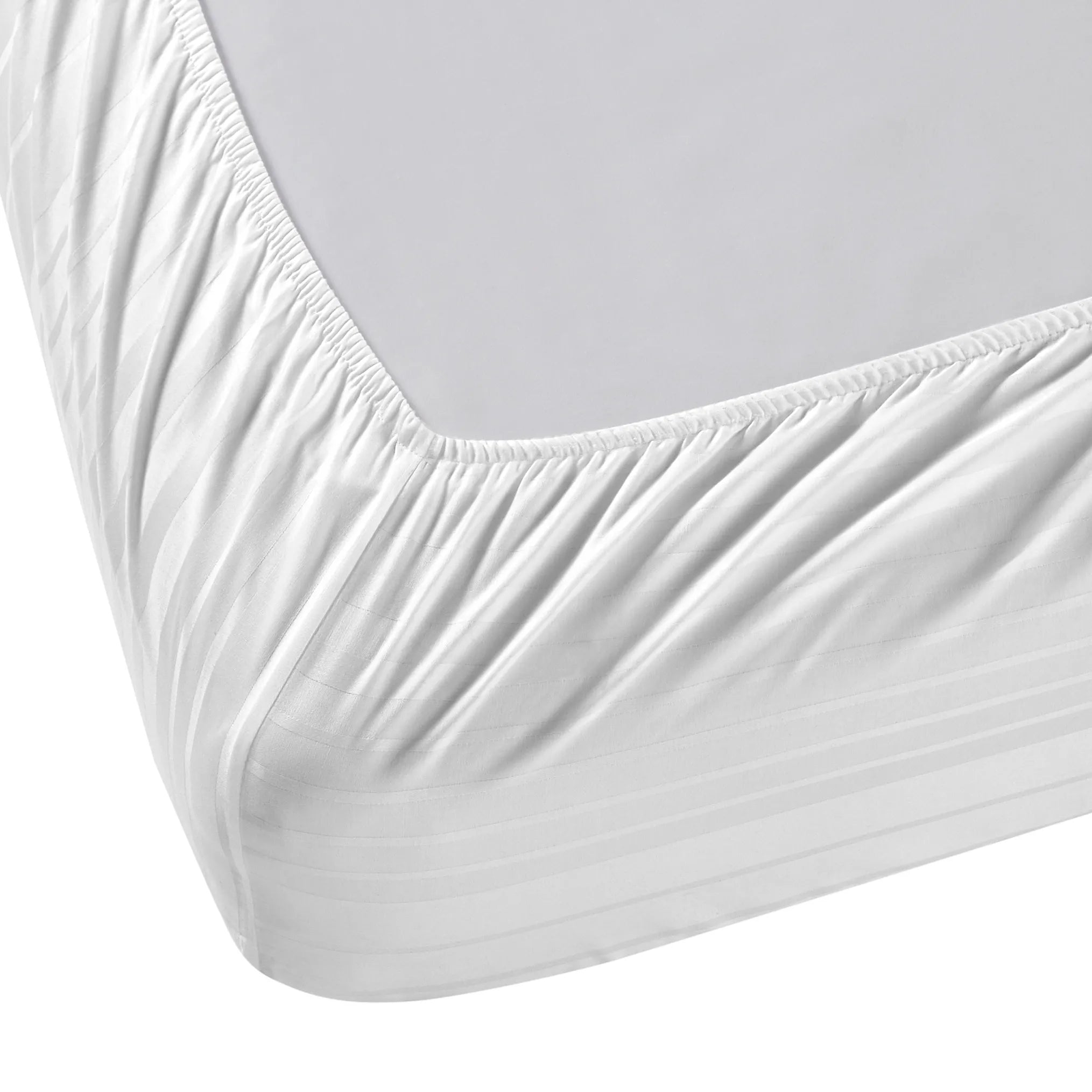 Seraya | 400TC Varigated Stripes Super Soft Fitted Sheet Set White / King