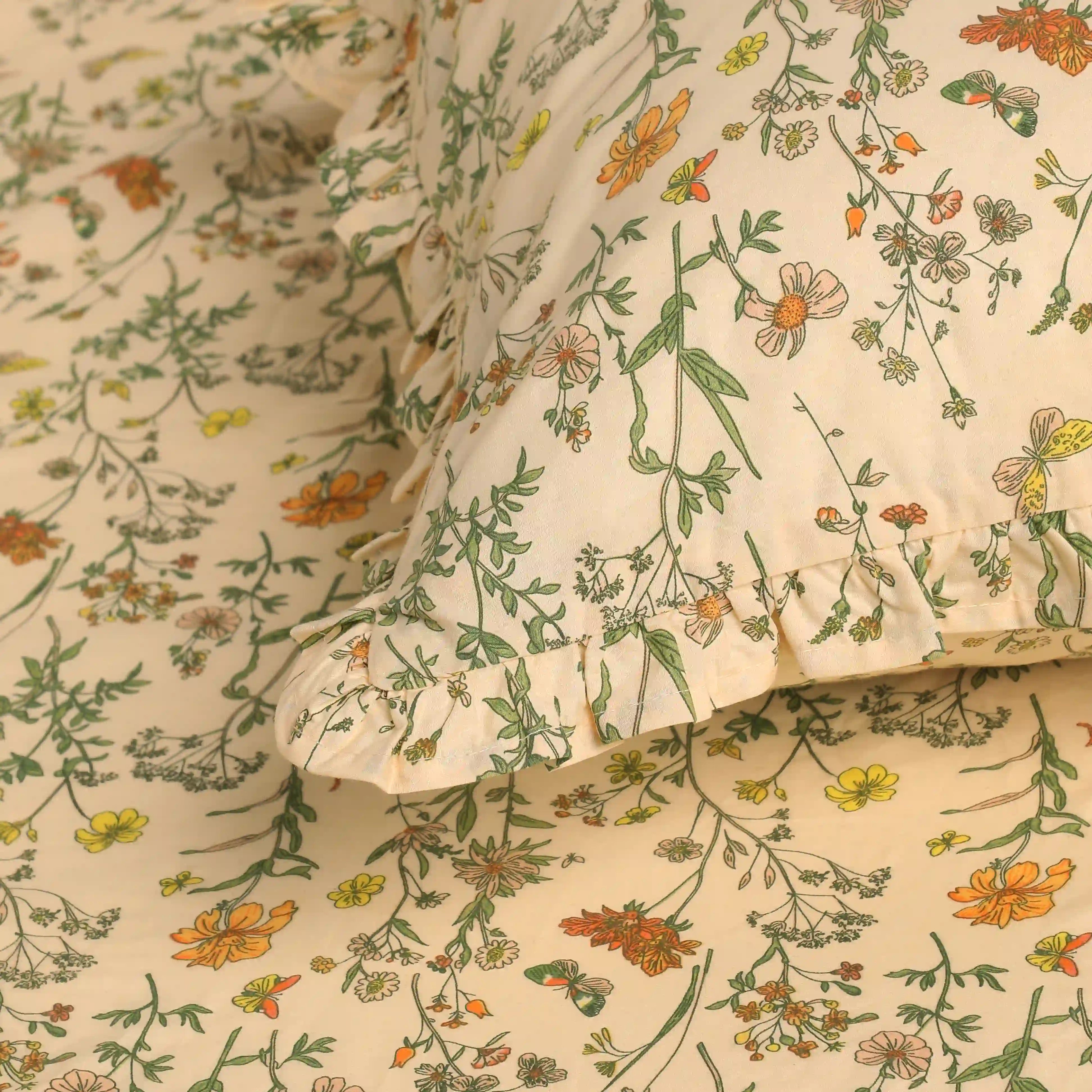 Bloomshire Luxe Printed Fitted Sheet Set-Mustard Mustard / King