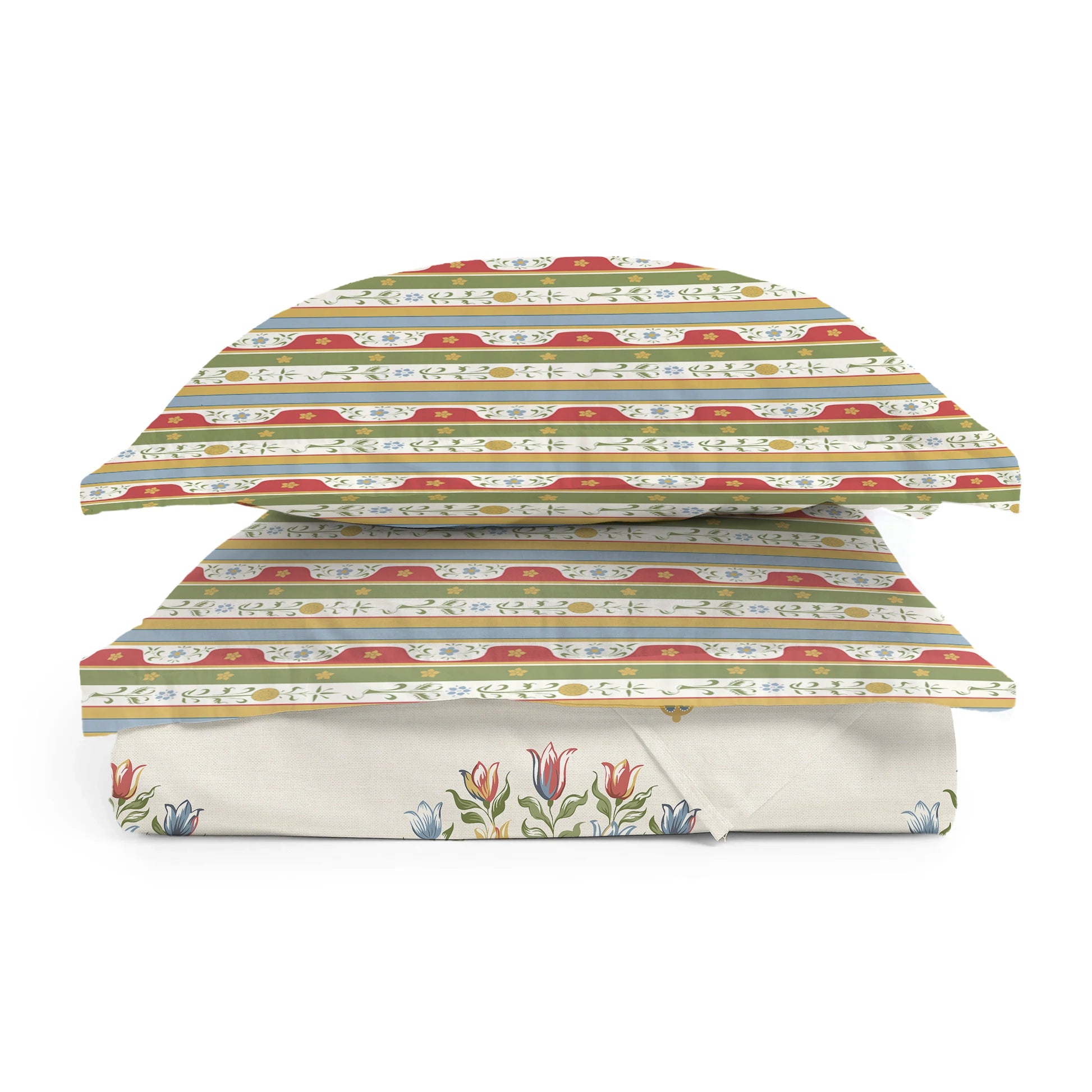 Udyan Tales | Vivid Traditional Printed Bedding Set - Set of Bedsheet & Comforter - Brick Red Brick Red / King