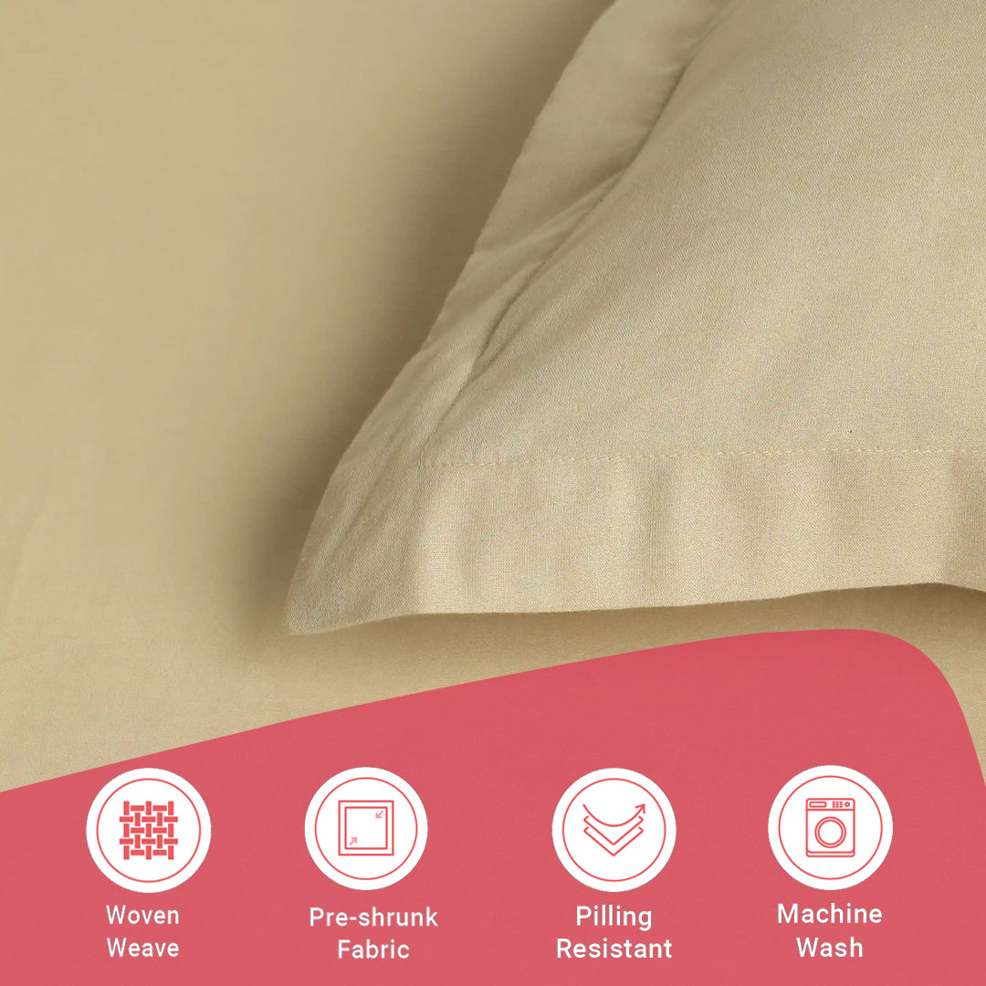 Paleto | Everyday Hues Solid Dyed Cotton Fitted Sheet Set-Beige