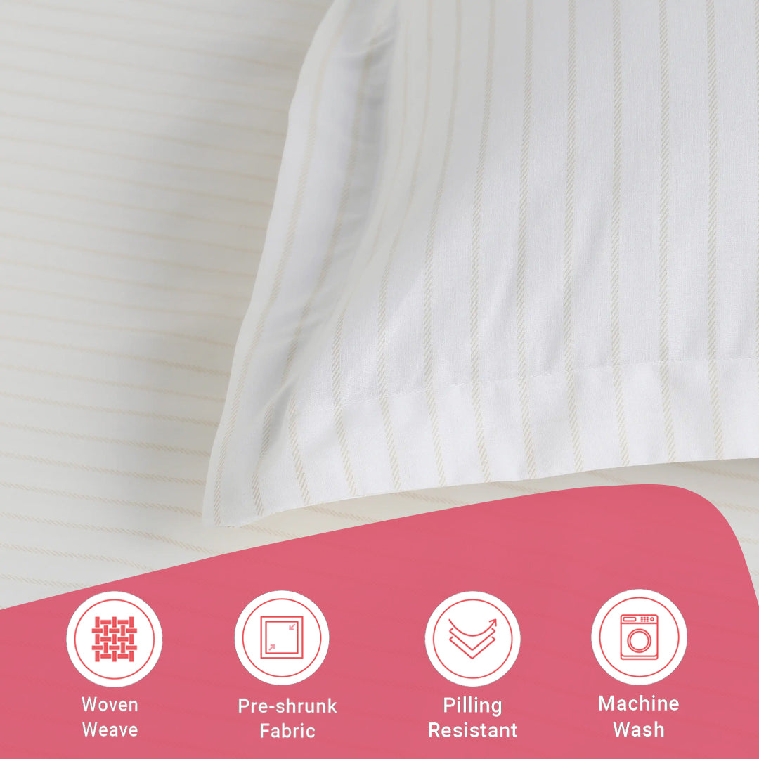 Bloomshire Classic | Everyday Charm Printed Cotton Fitted Sheet Set-Beige