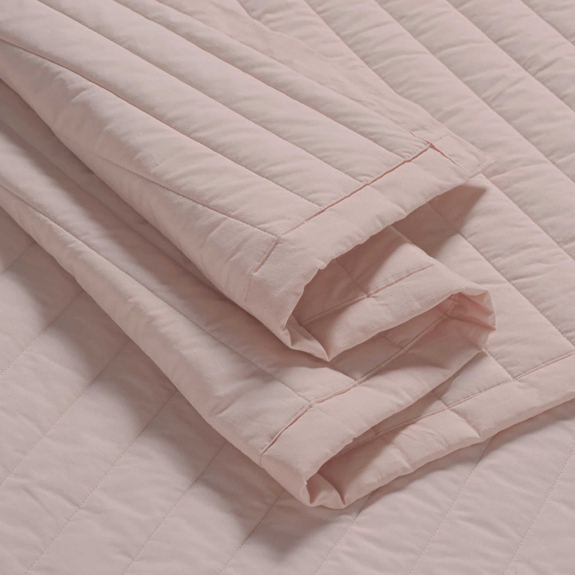 Nuvola | Luxurious Solid Dyed Straight Quilted Cotton Bedcover Set Sepia Rose