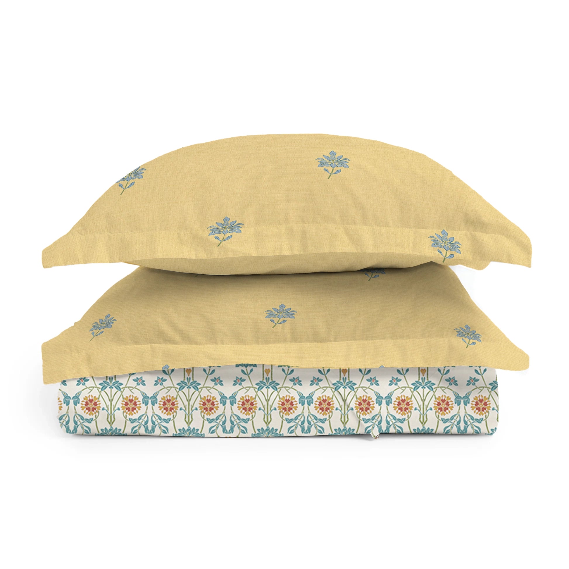 Udyan Tales | Vibrant Ethnic Printed Bedding Set - Set of Bedsheet & Comforter - Midnight Teal Midnight Teal / King