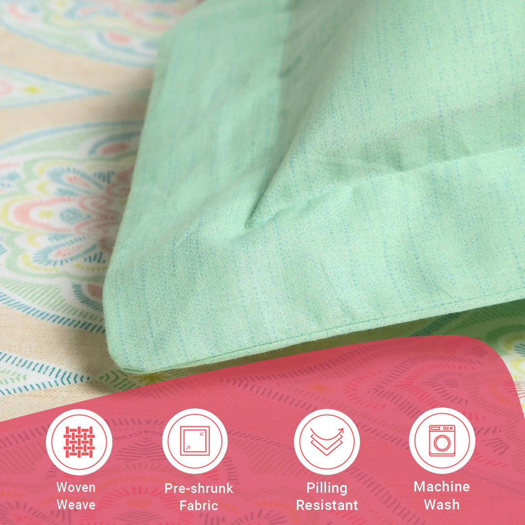 Chippa Lane | Contemporary Indian Print Design Cotton Fitted Sheet Set-Sage