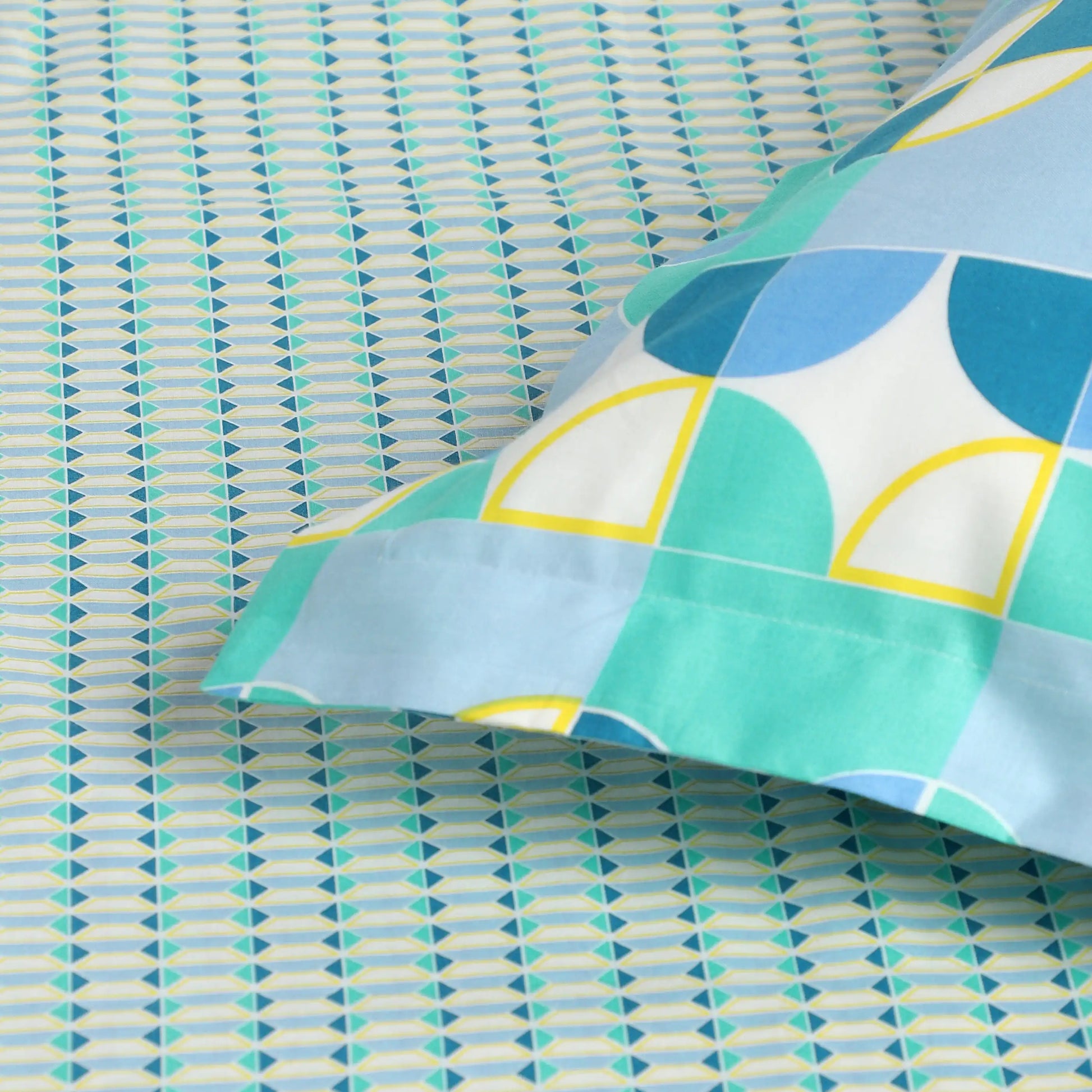 Mishella Printed Kaleido Teal Fitted Sheet Set Kaleido Teal / King