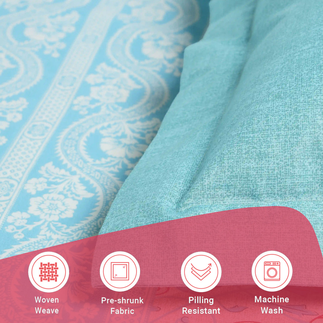 Chippa Lane | Contemporary Indian Print Design Cotton Fitted Sheet Set-Light Blue