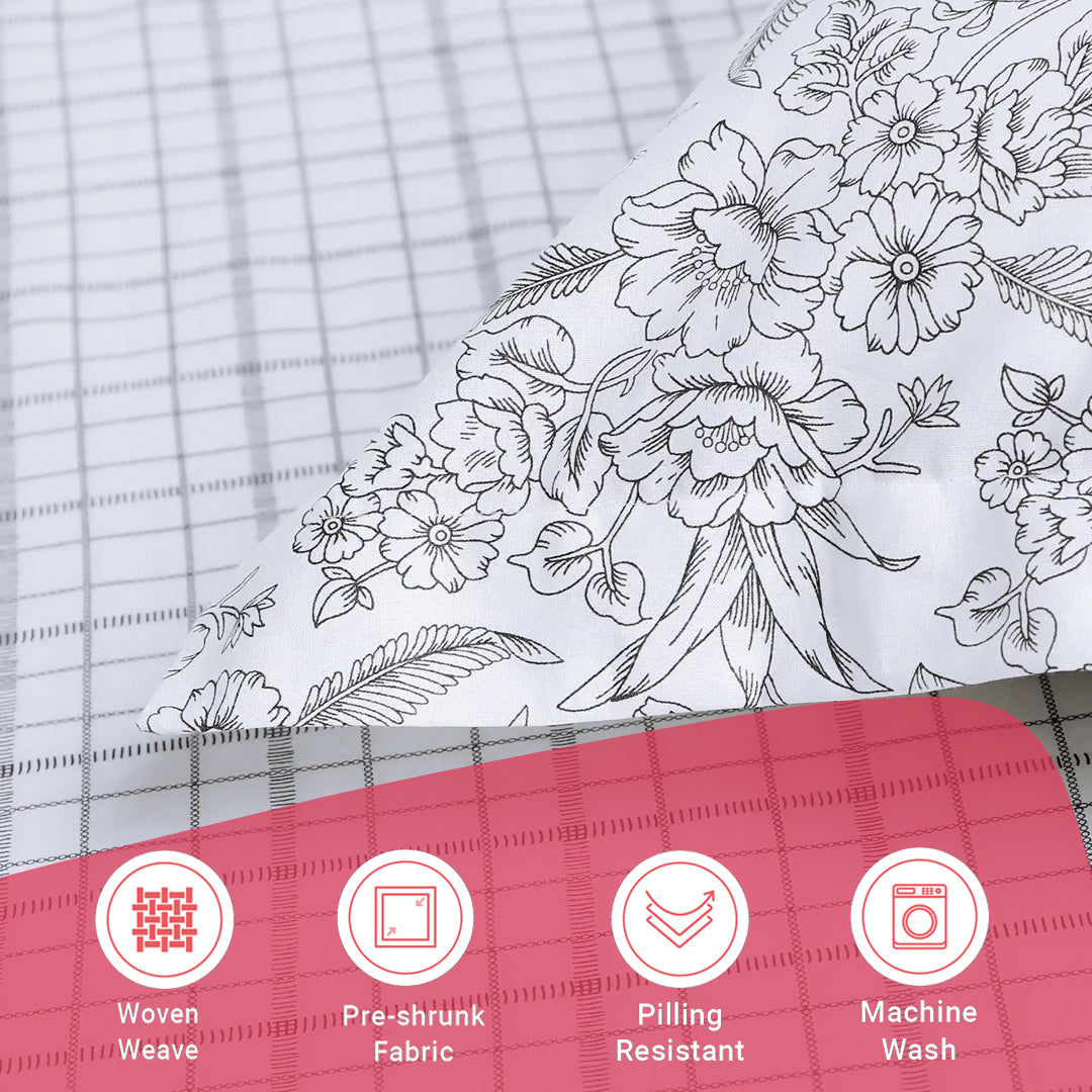 Mishella | Mix & Match Printed Cotton Fitted Sheet Set - Charcoal Checks