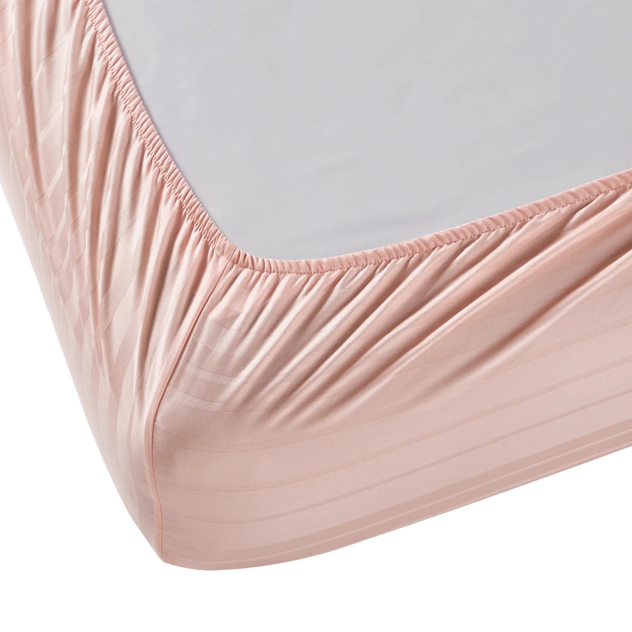 Seraya | 400TC Varigated Stripes Super Soft Fitted Sheet Set Veiled Rose / King