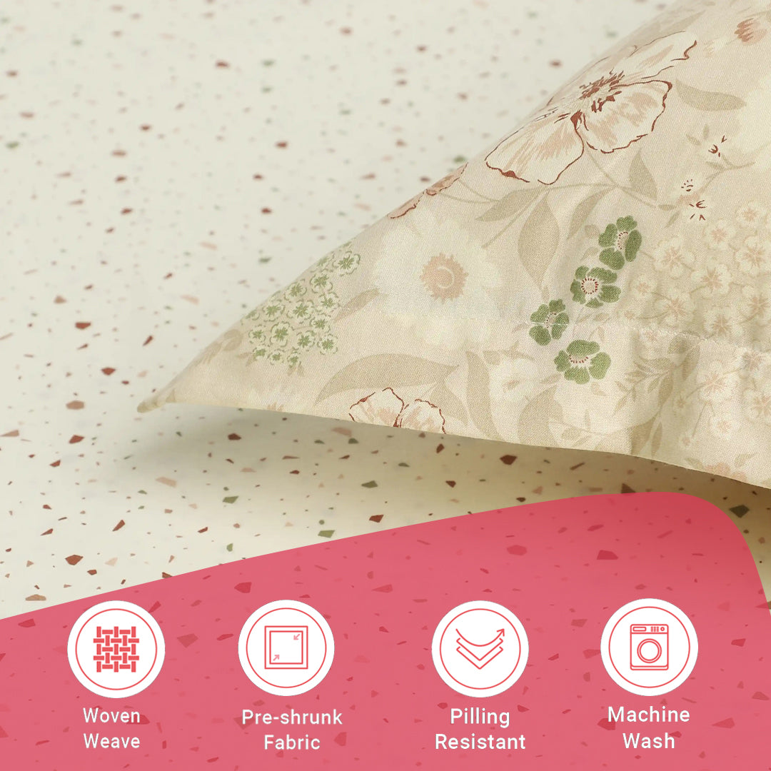 Mishella | Mix & Match Printed Cotton Fitted Sheet Set - Cream