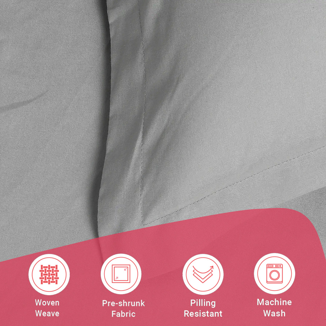 Paleto | Everyday Hues Solid Dyed Cotton Fitted Sheet Set-Grey