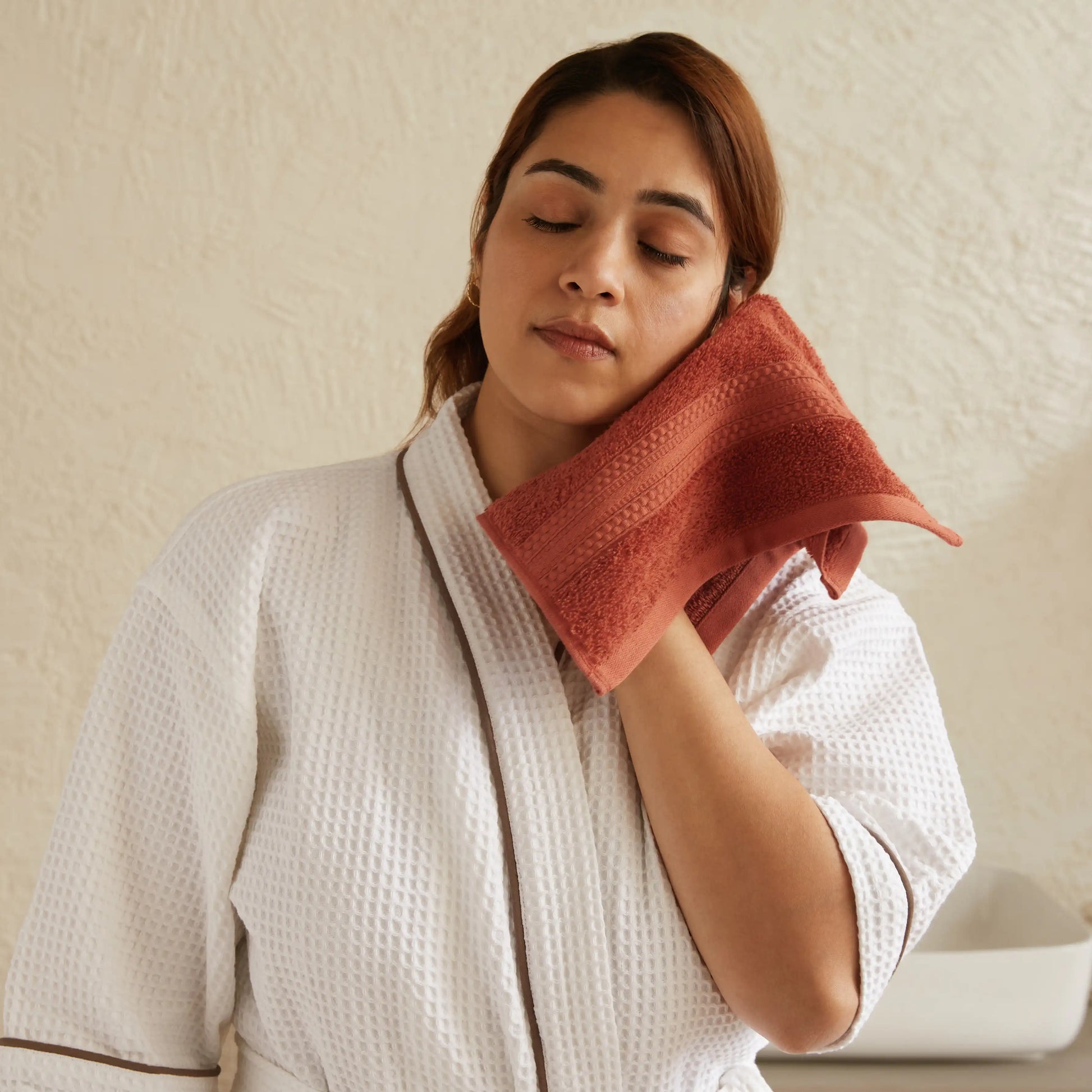 Paleto | Everyday Essentials Absorbent Ring Spun Cotton 6 Piece Terry Towel Set | Set of Bath, Hand & Face Towels Burnt Red / 6 Piece Set