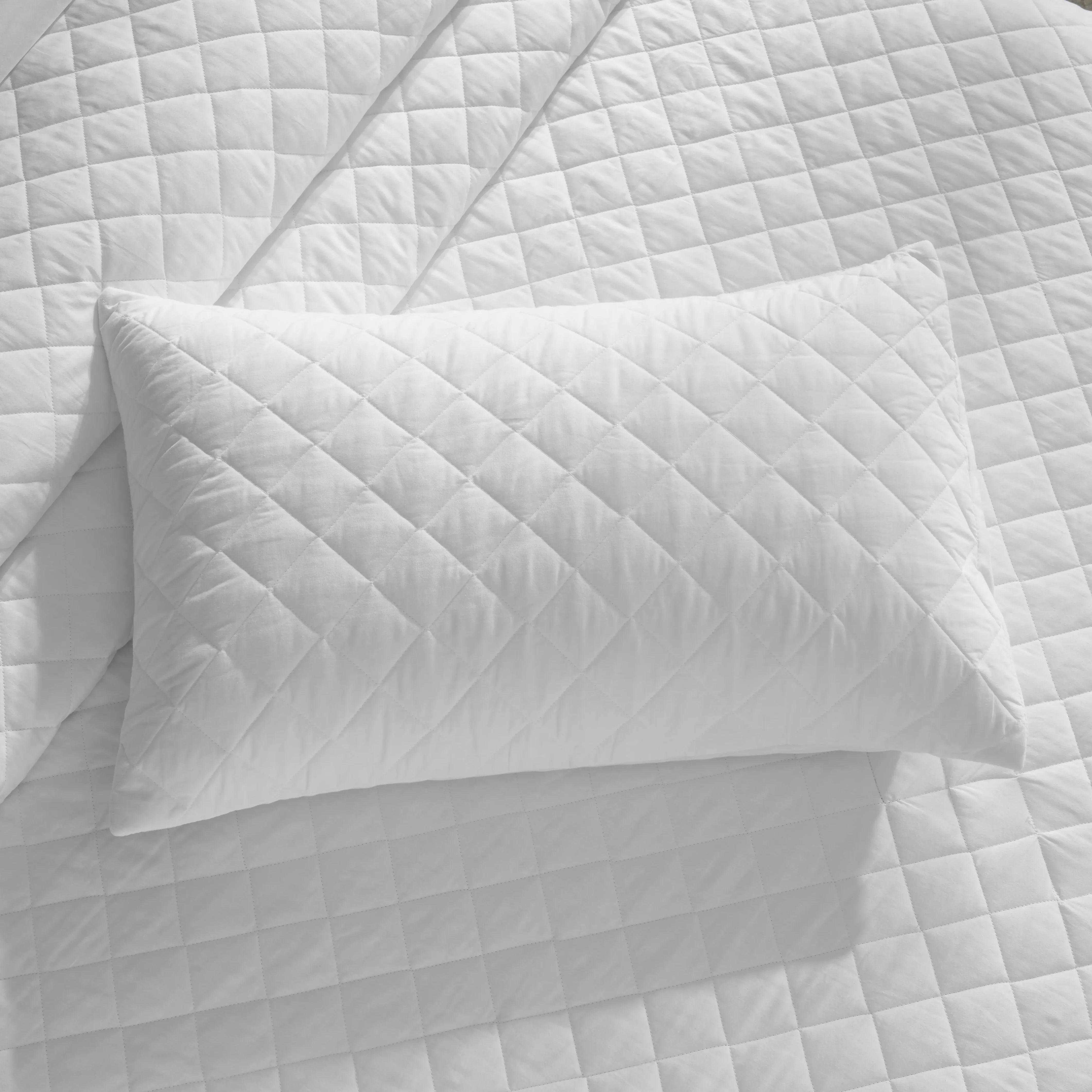 Nuvola | Luxurious Solid Dyed Diamond Quilted Cotton Bedcover Set Optical White
