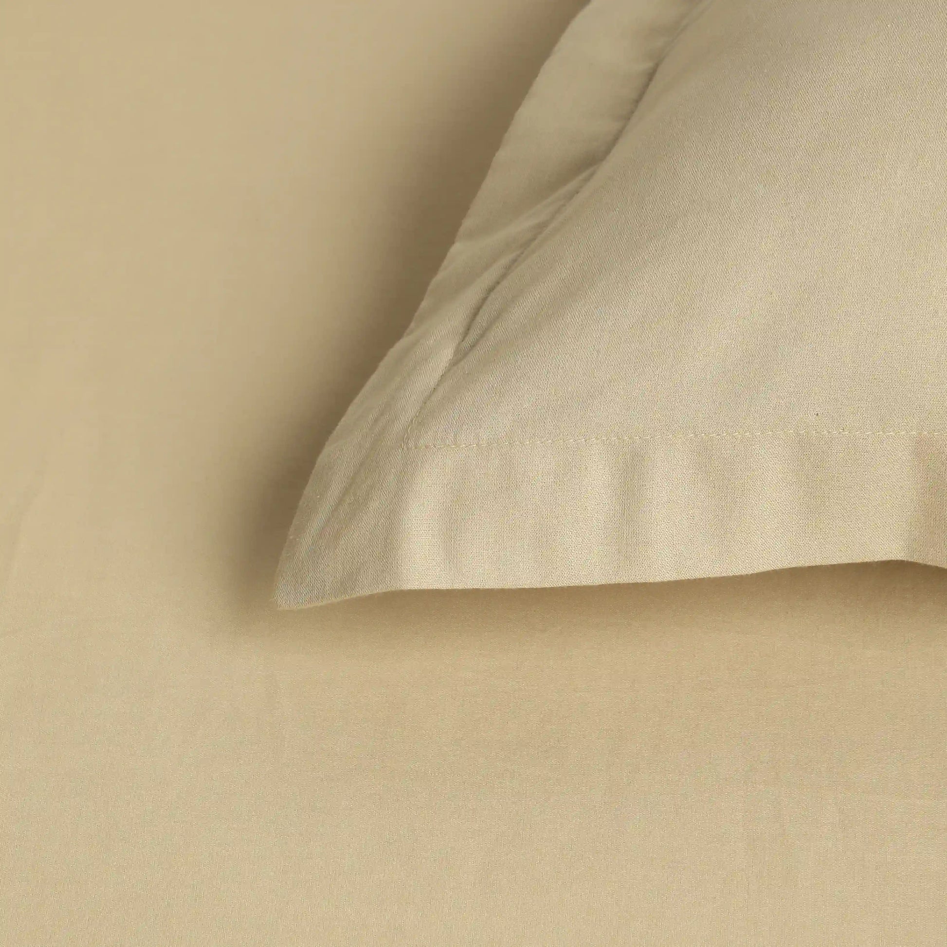Paleto | Everyday Hues Solid Dyed Cotton Fitted Sheet Set-Beige Beige / King