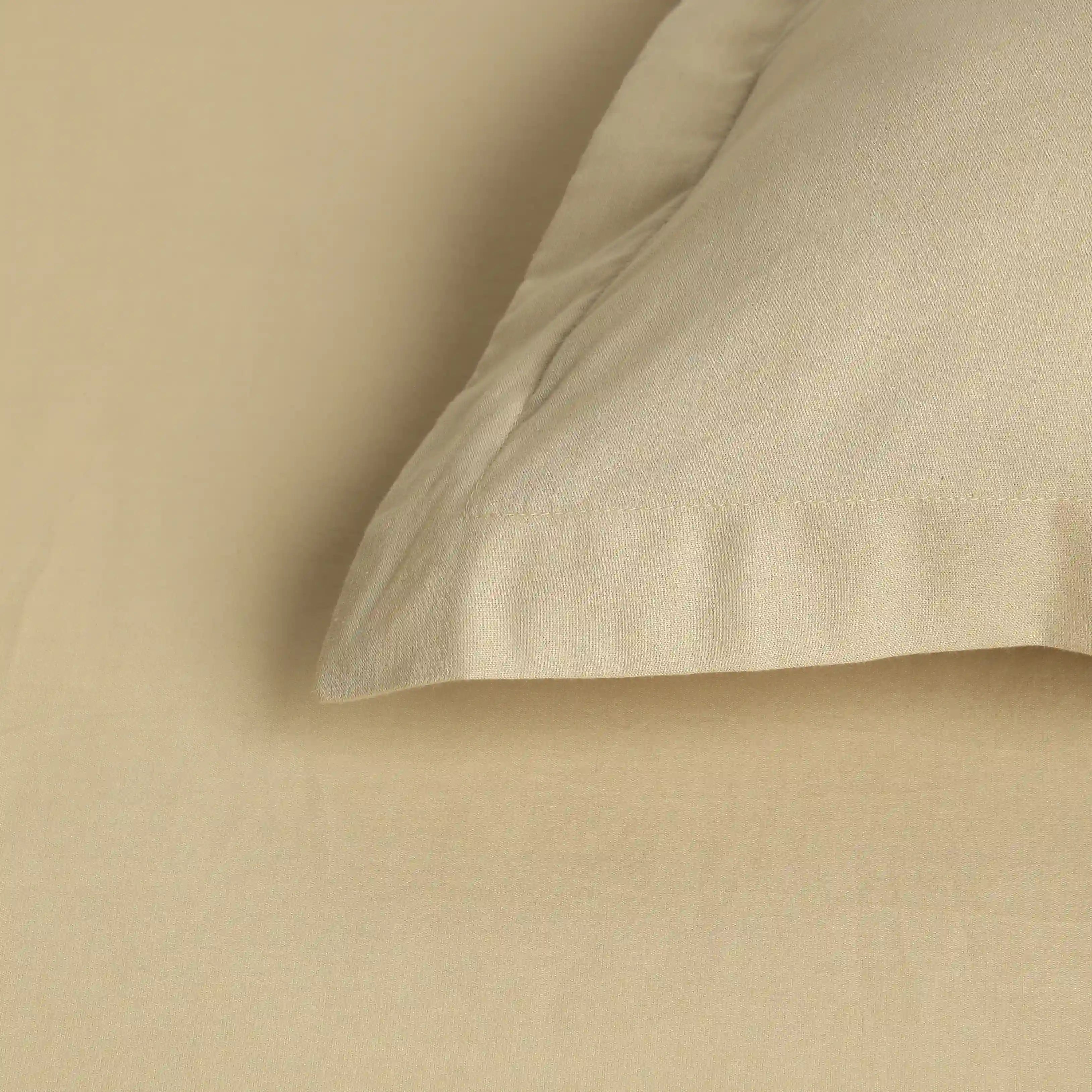 Paleto | Everyday Hues Solid Dyed Cotton Fitted Sheet Set-Beige Beige / King
