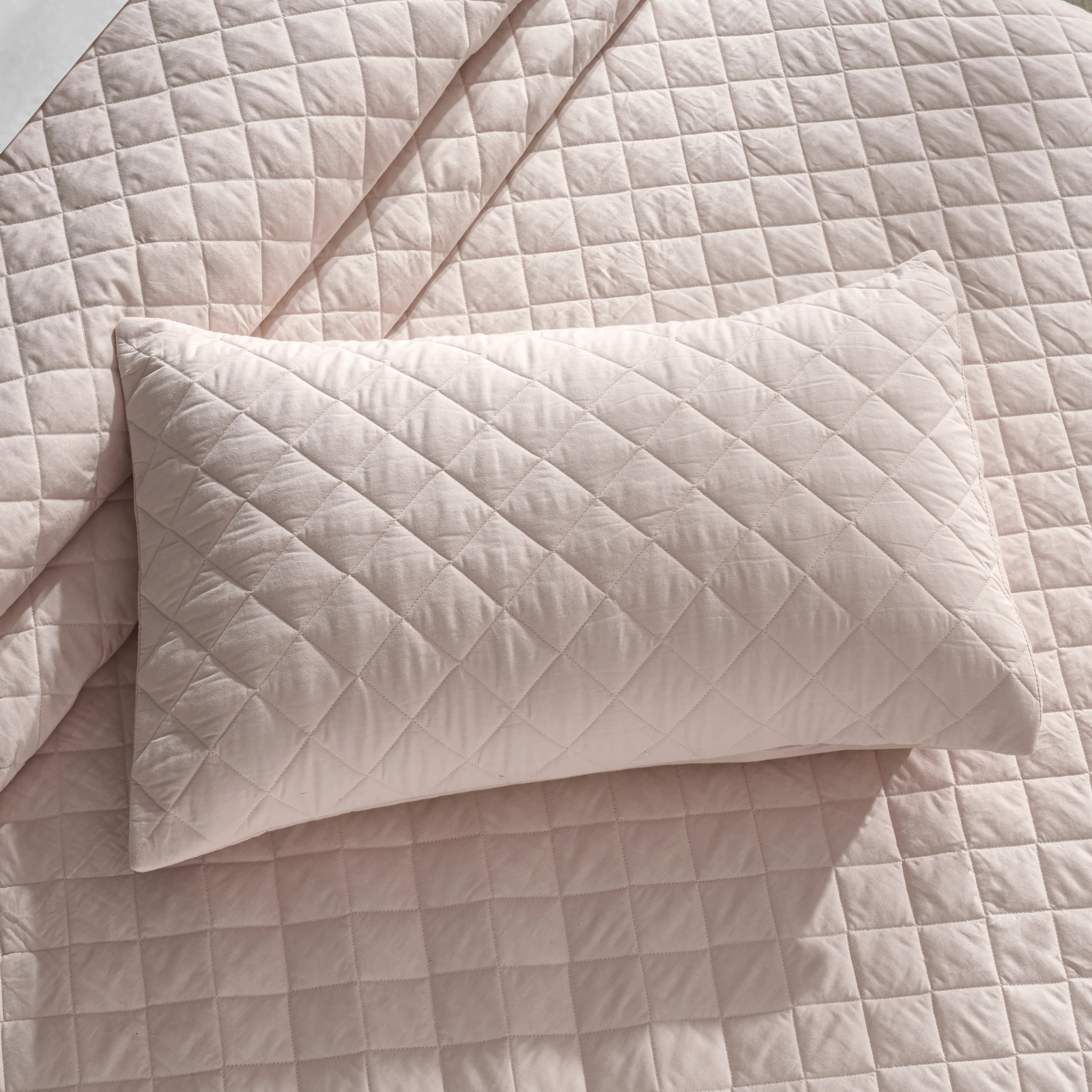 Nuvola | Luxurious Solid Dyed Diamond Quilted Cotton Bedcover Set Sepia Rose