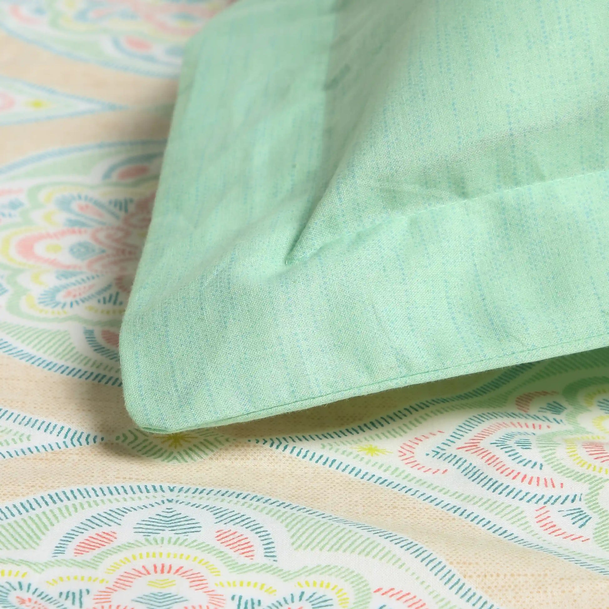 Chippa Lane | Contemporary Indian Print Design Cotton Fitted Sheet Set-Sage Sage / Queen