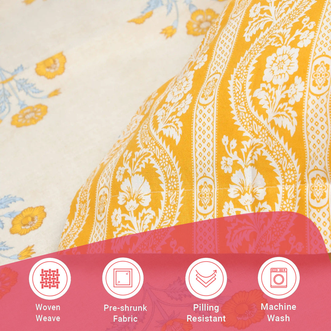 Chippa Lane | Contemporary Indian Print Design Cotton Fitted Sheet Set-Ochre