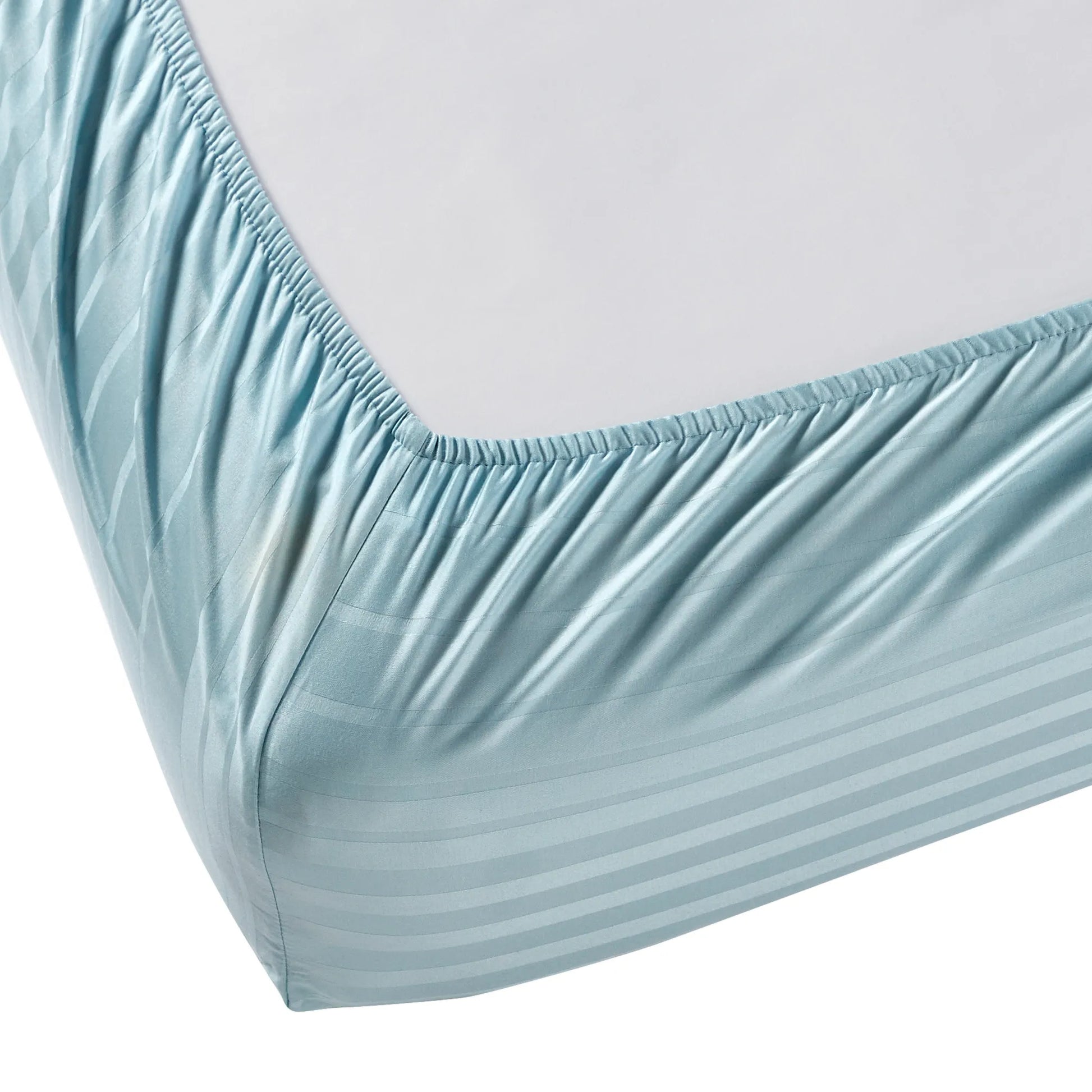 Seraya | 400TC Varigated Stripes Super Soft Fitted Sheet Set Blue Sky / King