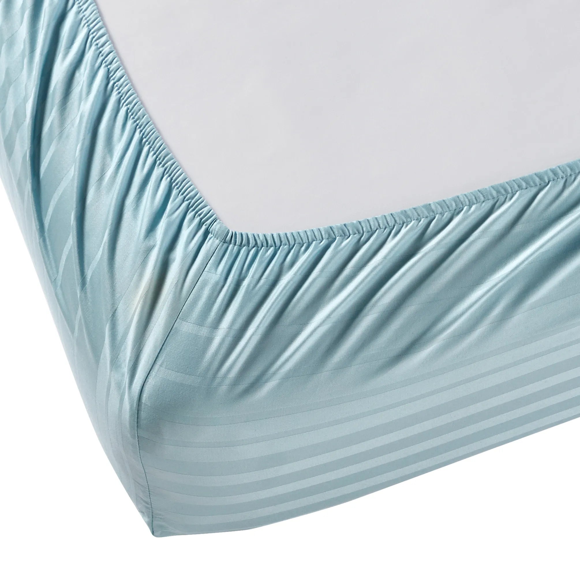 Seraya | 400TC Varigated Stripes Super Soft Fitted Sheet Set Blue Sky / King