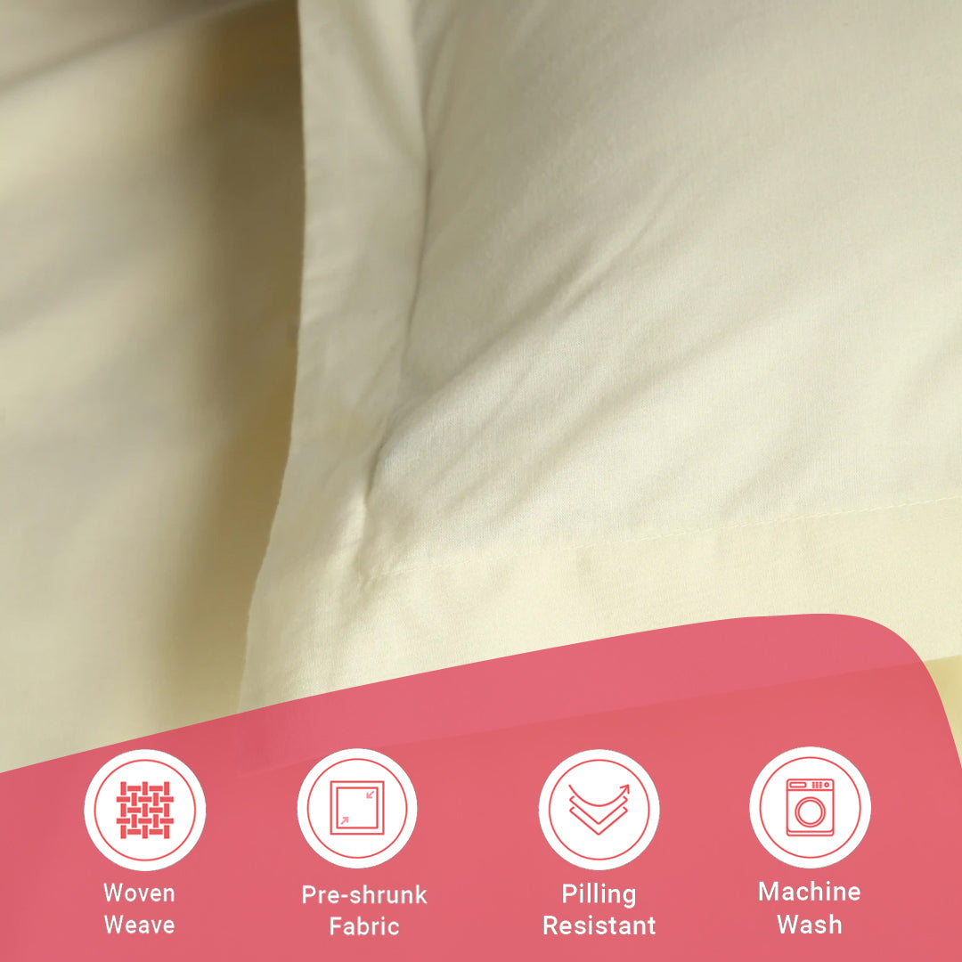 Paleto | Everyday Hues Solid Dyed Cotton Fitted Sheet Set-Ivory