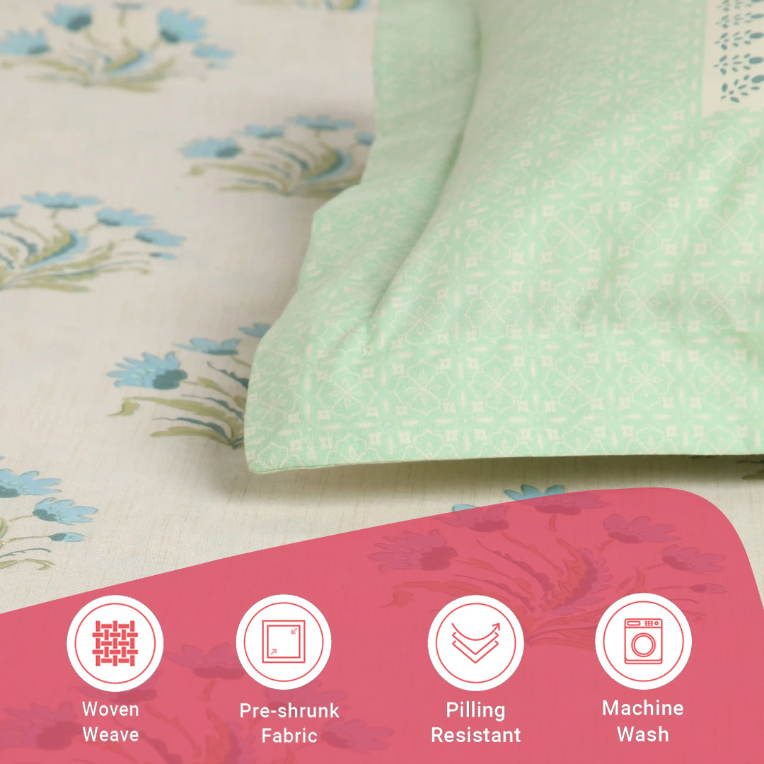 Chippa Lane | Contemporary Indian Print Design Cotton Fitted Sheet Set-Indian Sage