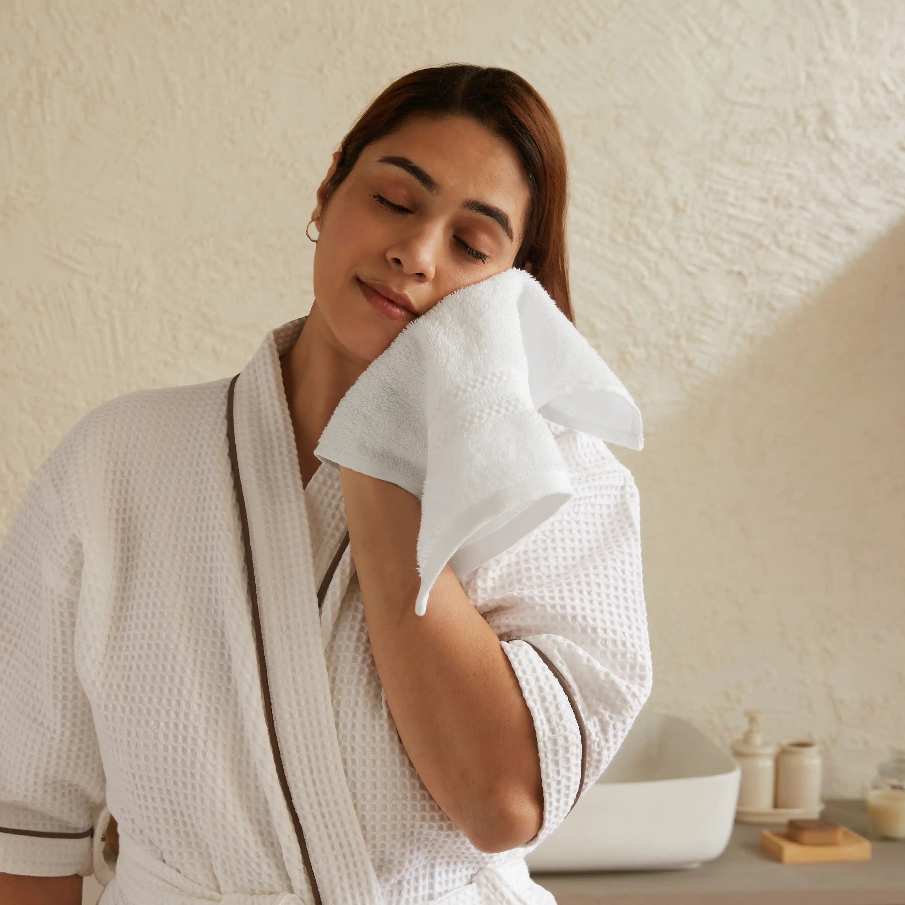 Paleto | Everyday Essentials Absorbent Ring Spun Cotton 6 Piece Terry Towel Set | Set of Bath, Hand & Face Towels Optical White / 6 Piece Set
