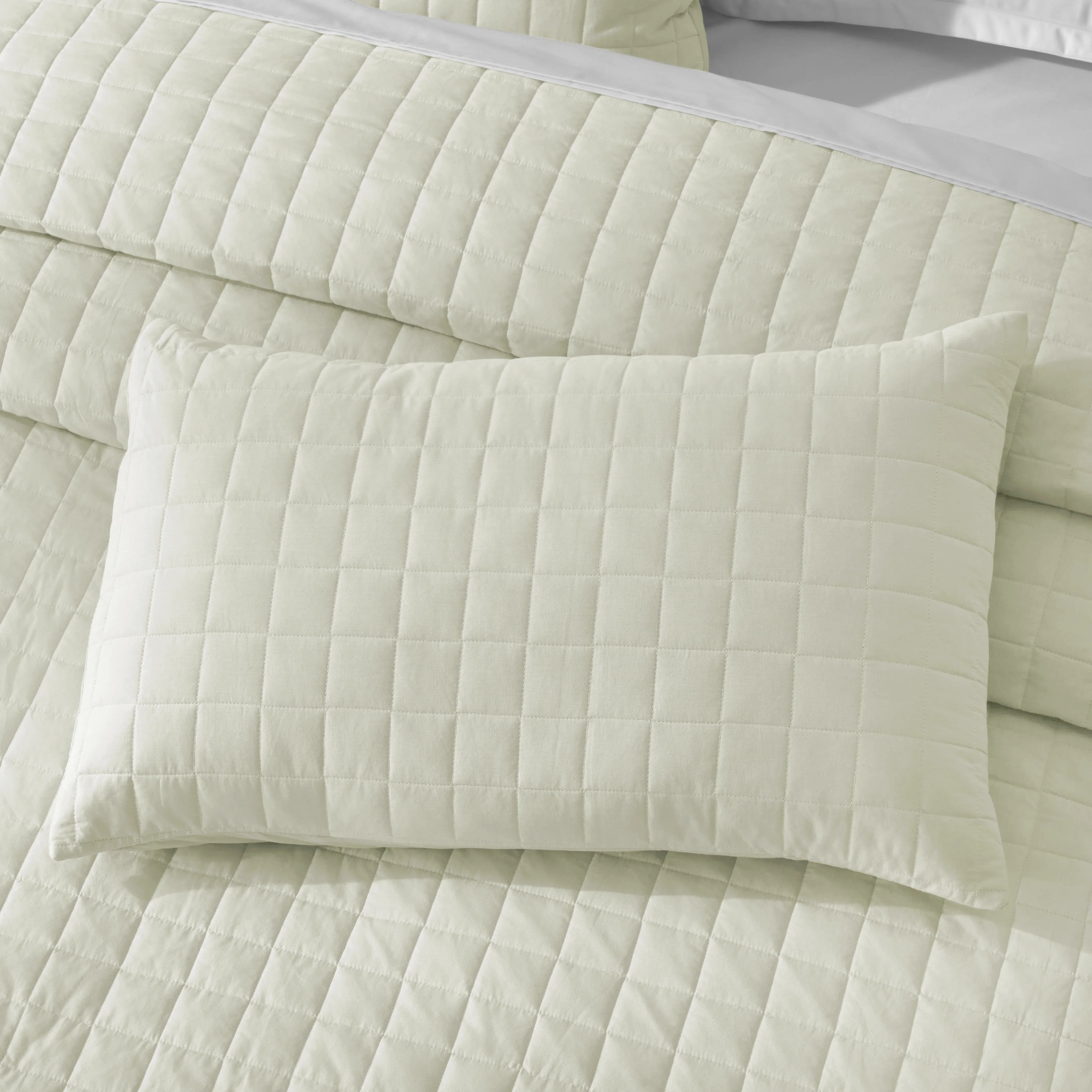 Nuvola | Luxurious Solid Dyed Box Quilted Cotton Bedcover Set Ivory