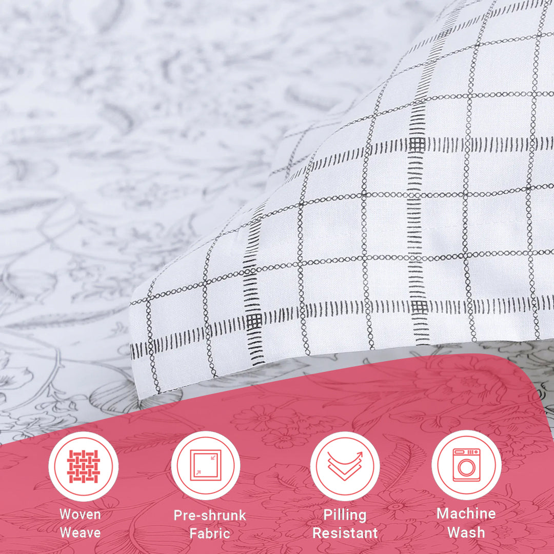 Mishella | Mix & Match Printed Cotton Fitted Sheet Set - Charcoal Bloom