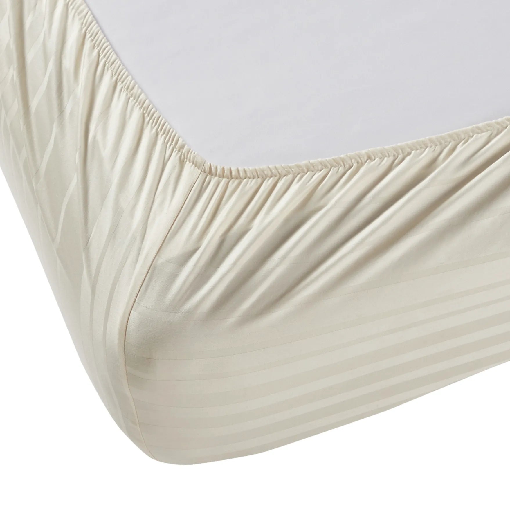 Seraya | 400TC Varigated Stripes Super Soft Fitted Sheet Set Ivory / King