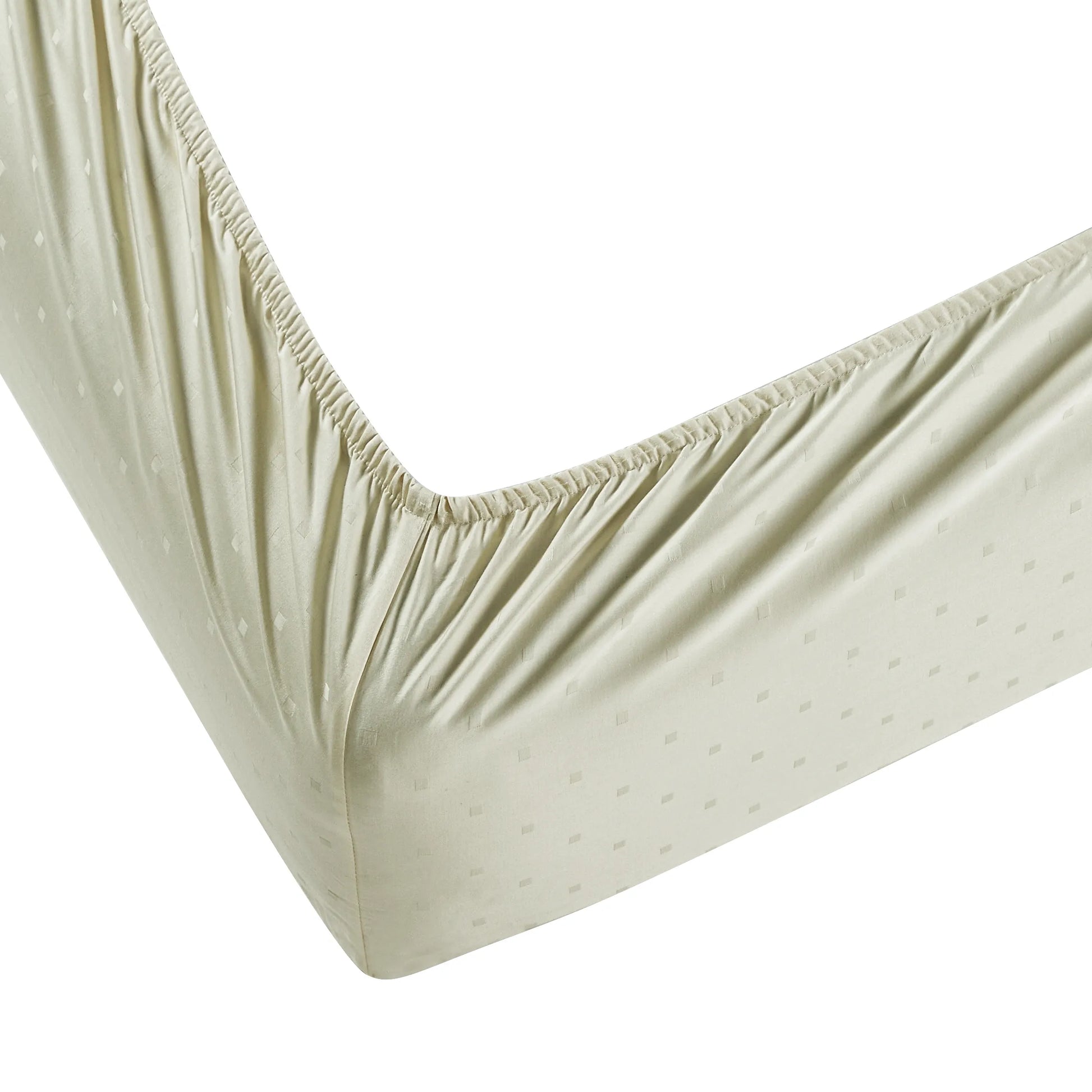 Ricaso | 1000TC Egyptian Cotton Swiss Dot Super Soft Fitted Sheet Set | Pillow Cover with Merrow Hem Treatment Ivory / King